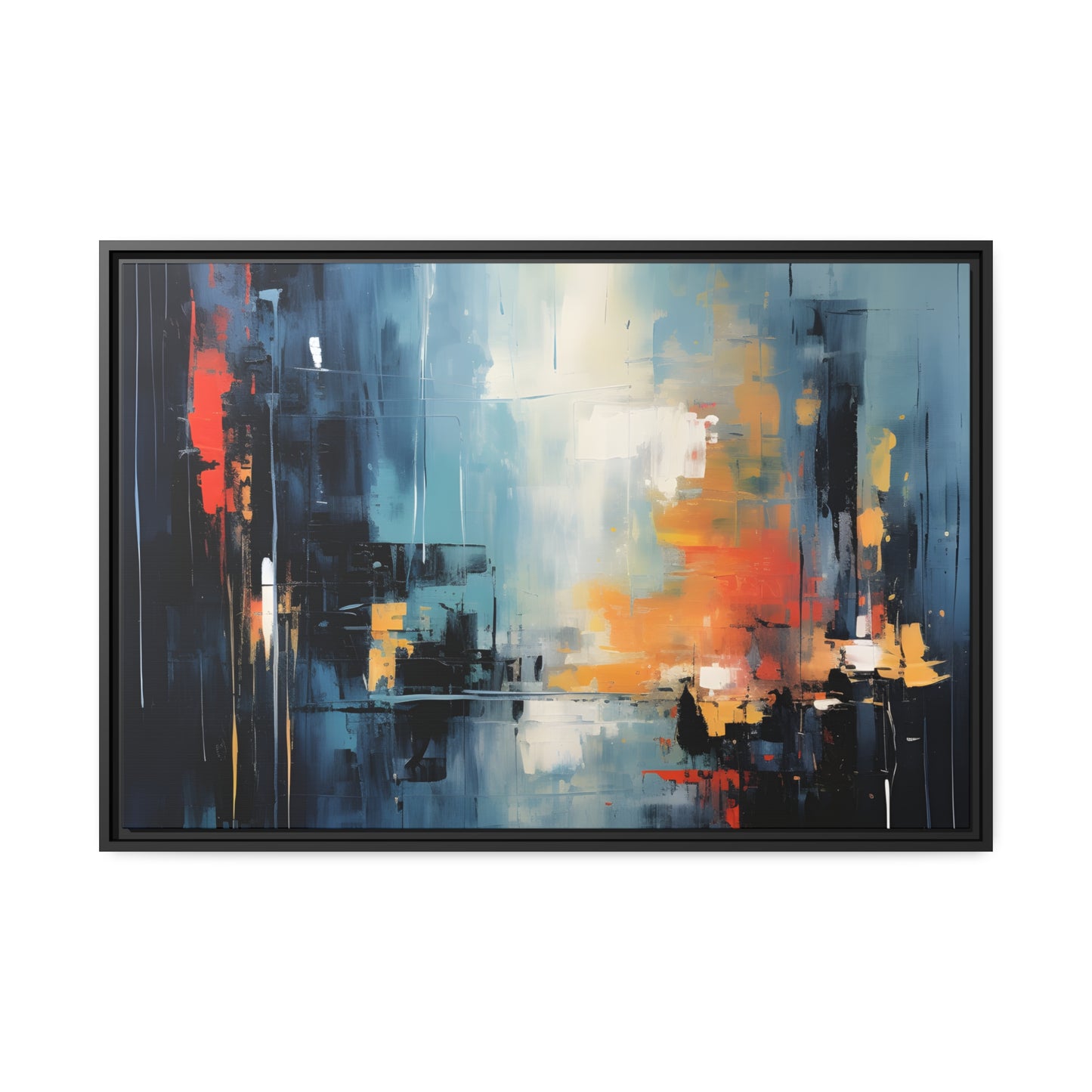 Framed Canvas Abstract Artwork Urban Setting Smooth Warm Color Combination Abstract City Art Framed Canvas