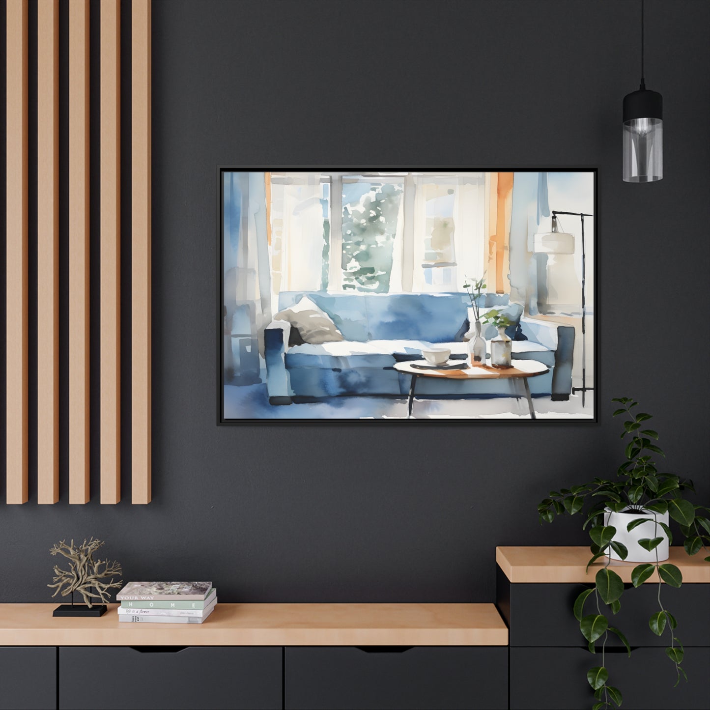 Framed Canvas Artwork Water Color Style Home Decor Lifestyle Floating Frame Canvas