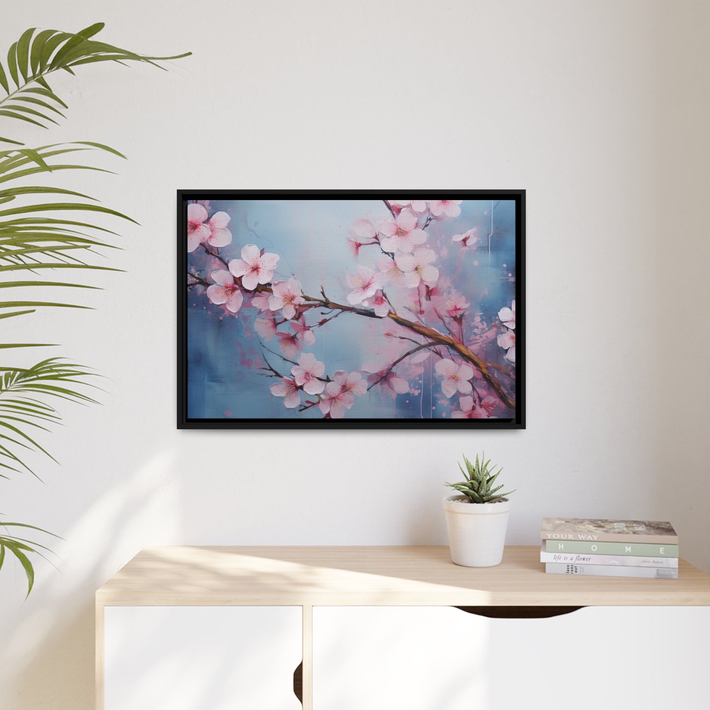 Framed Canvas Nature Inspired Artwork Stunning Gloomy Cherry Blossom Tree Oil Painting Style Framed Canvas Print