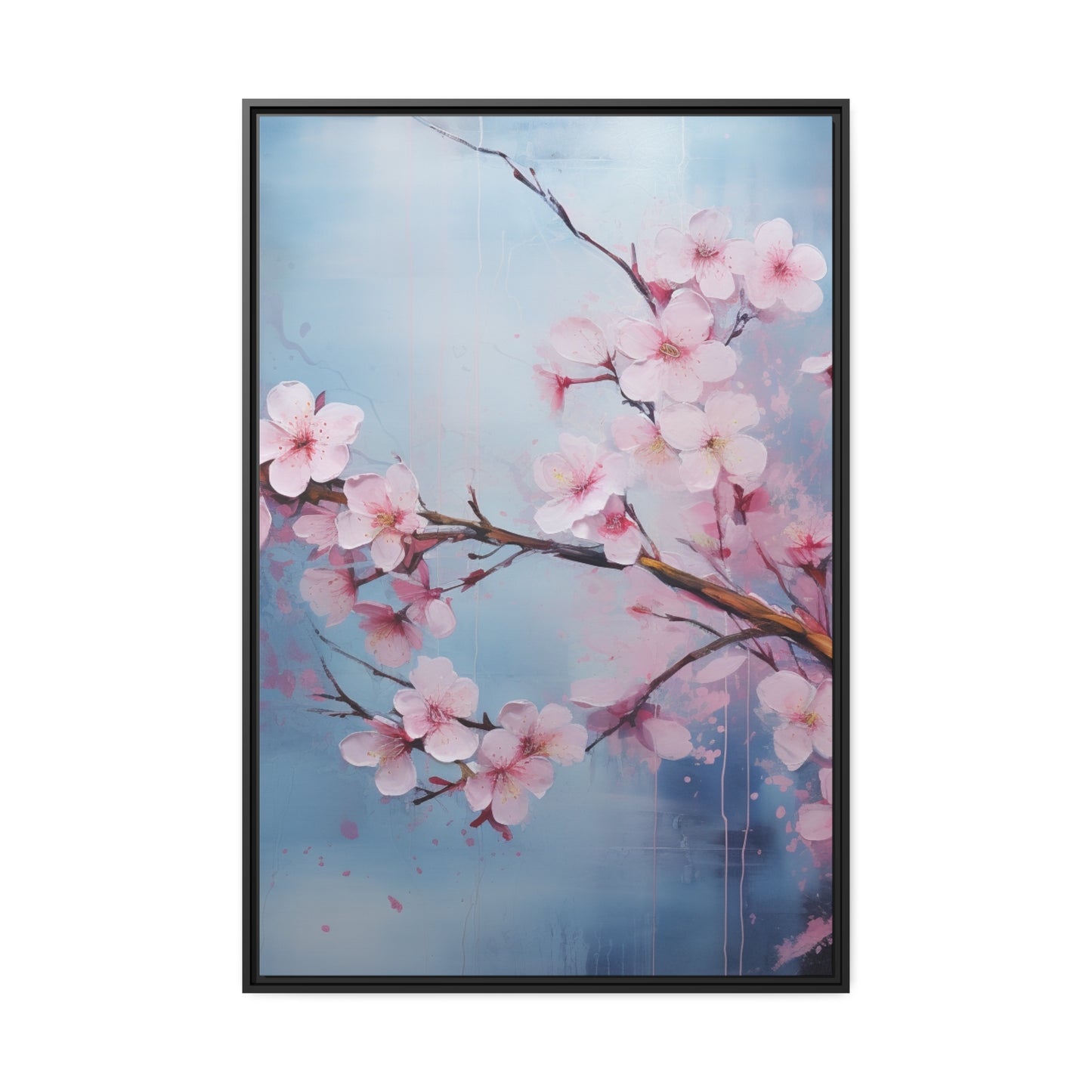 Framed Canvas Nature Inspired Artwork Stunning Gloomy Cherry Blossom Tree Oil Painting Style Framed Canvas Print