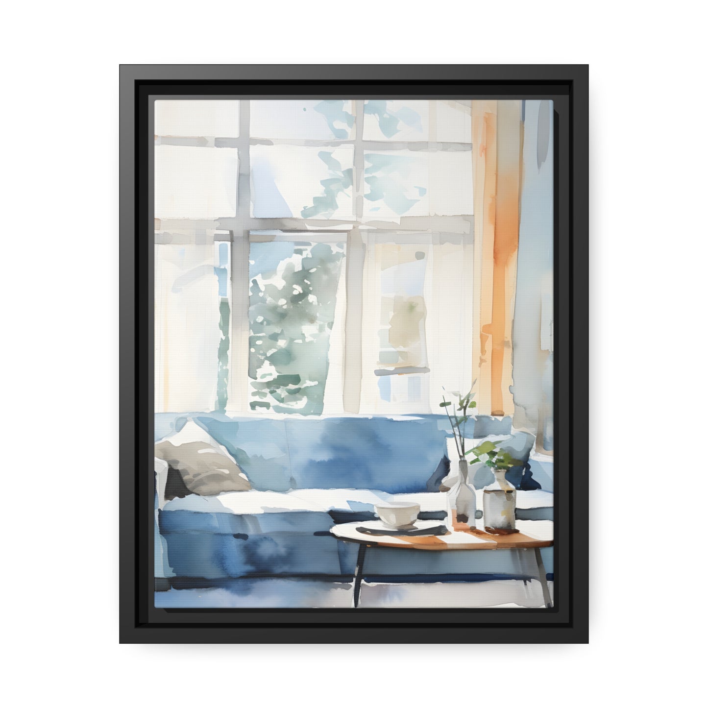 Framed Canvas Artwork Water Color Style Home Decor Lifestyle Floating Frame Canvas