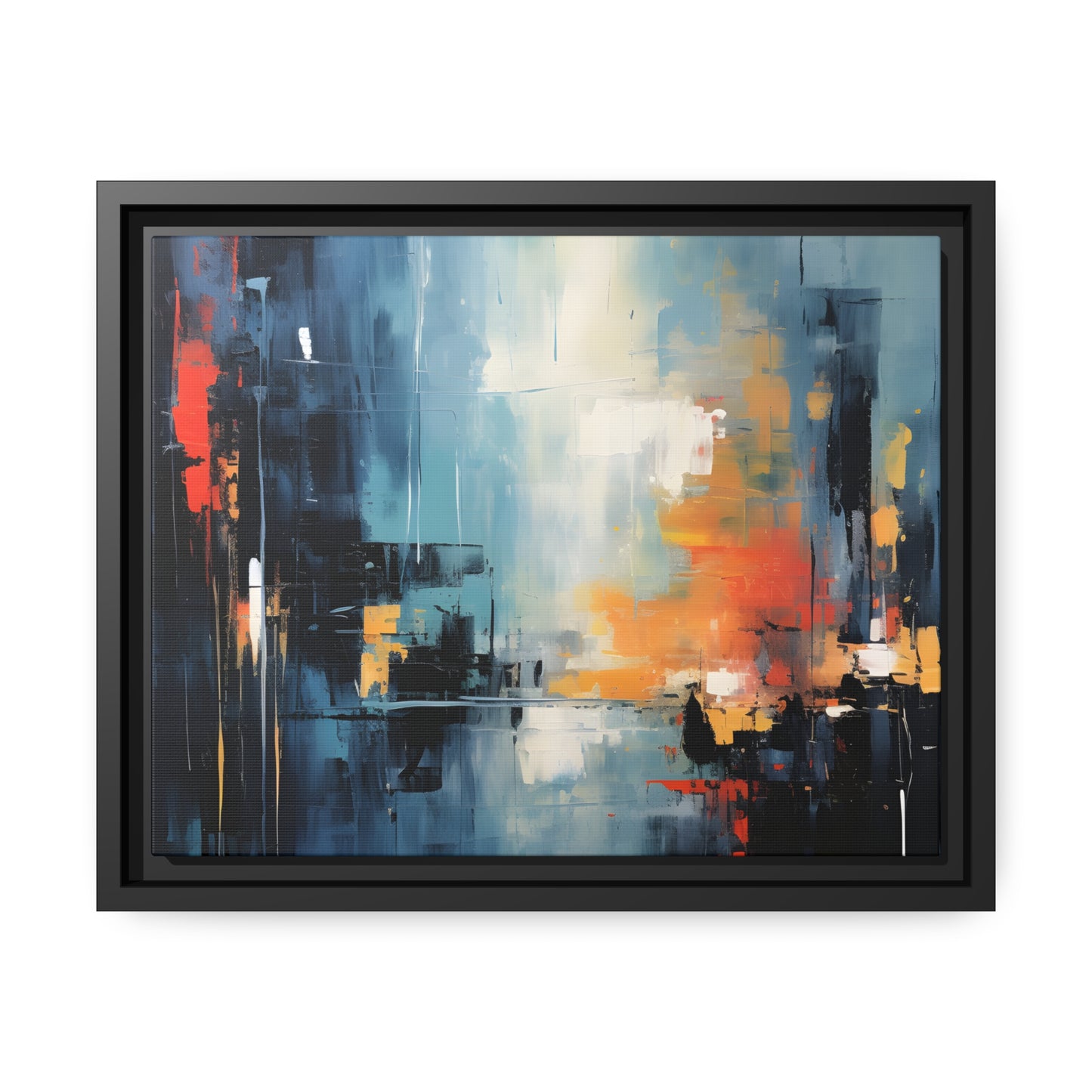 Framed Canvas Abstract Artwork Urban Setting Smooth Warm Color Combination Abstract City Art Framed Canvas