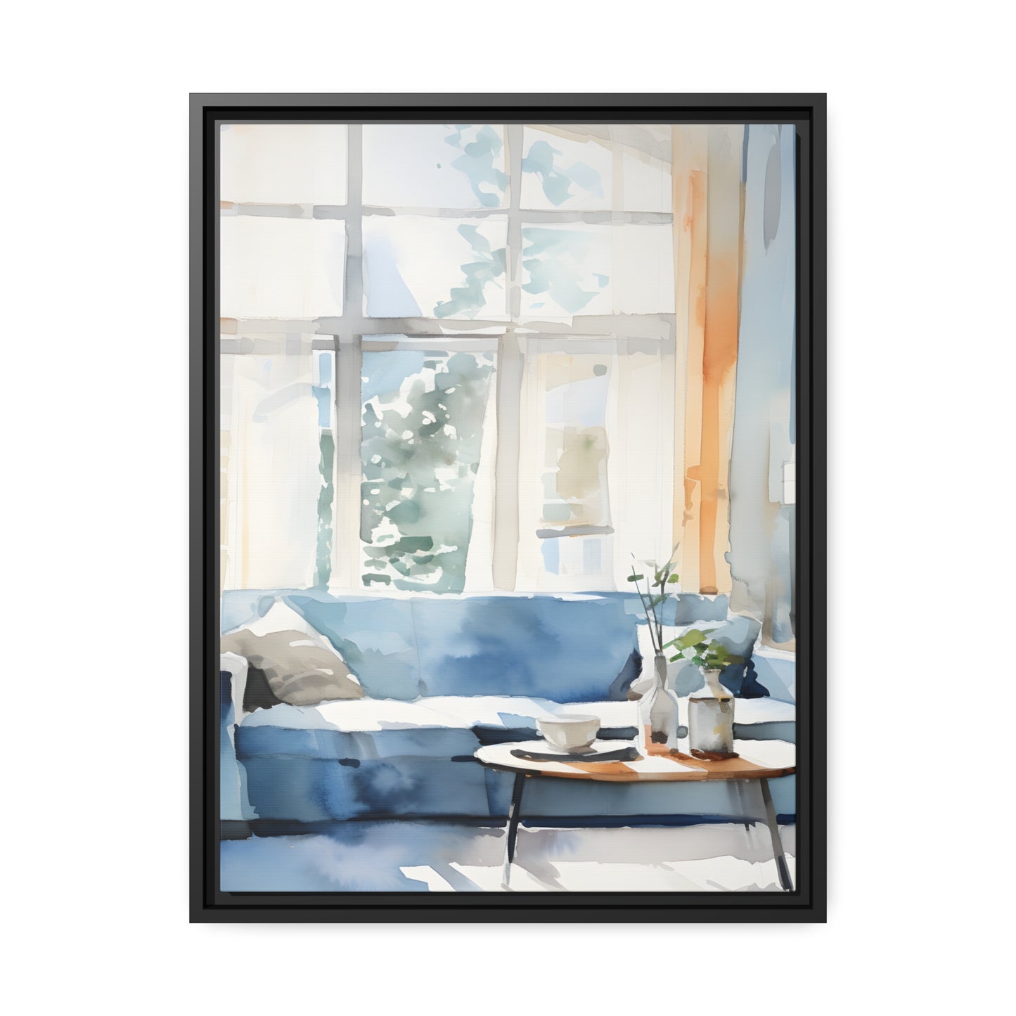 Framed Canvas Artwork Water Color Style Home Decor Lifestyle Floating Frame Canvas