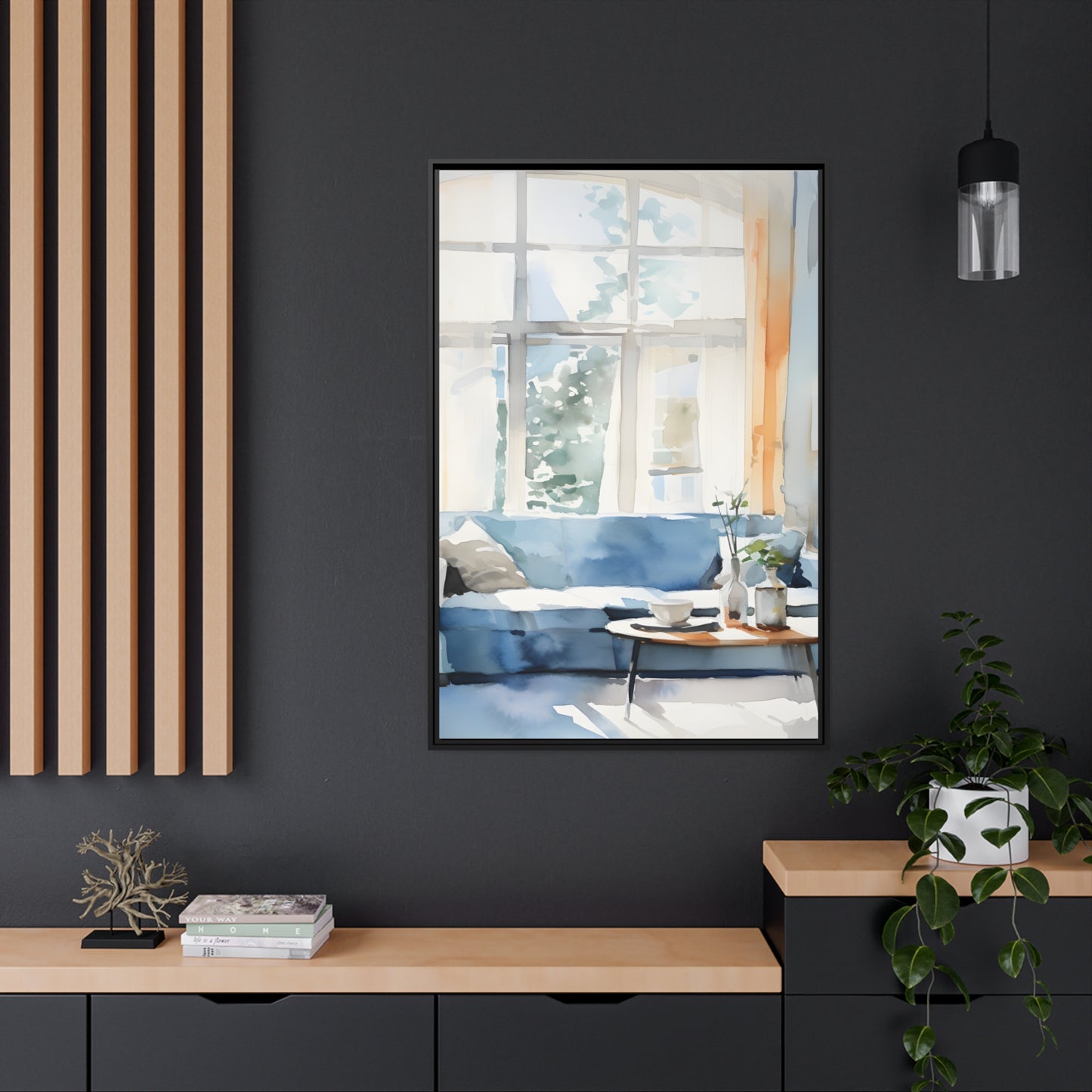 Framed Canvas Artwork Water Color Style Home Decor Lifestyle Floating Frame Canvas