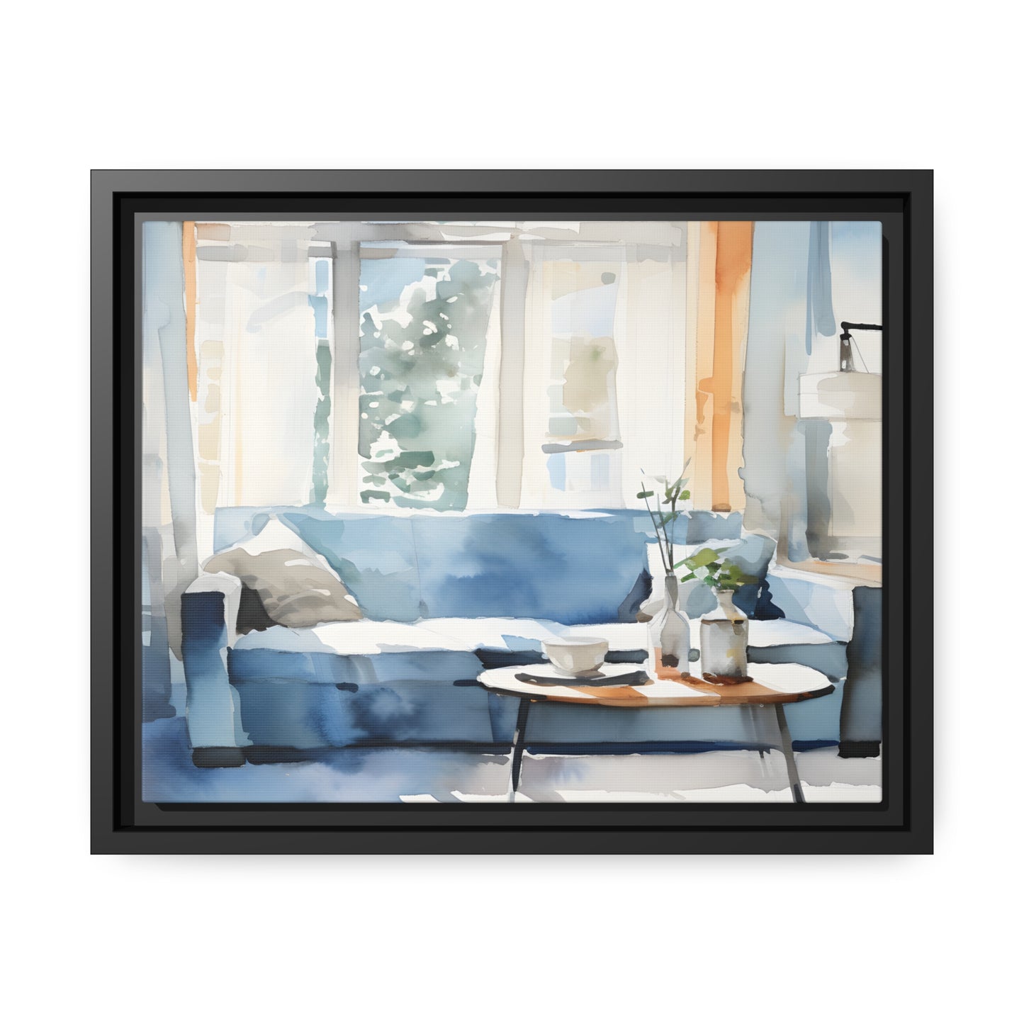 Framed Canvas Artwork Water Color Style Home Decor Lifestyle Floating Frame Canvas