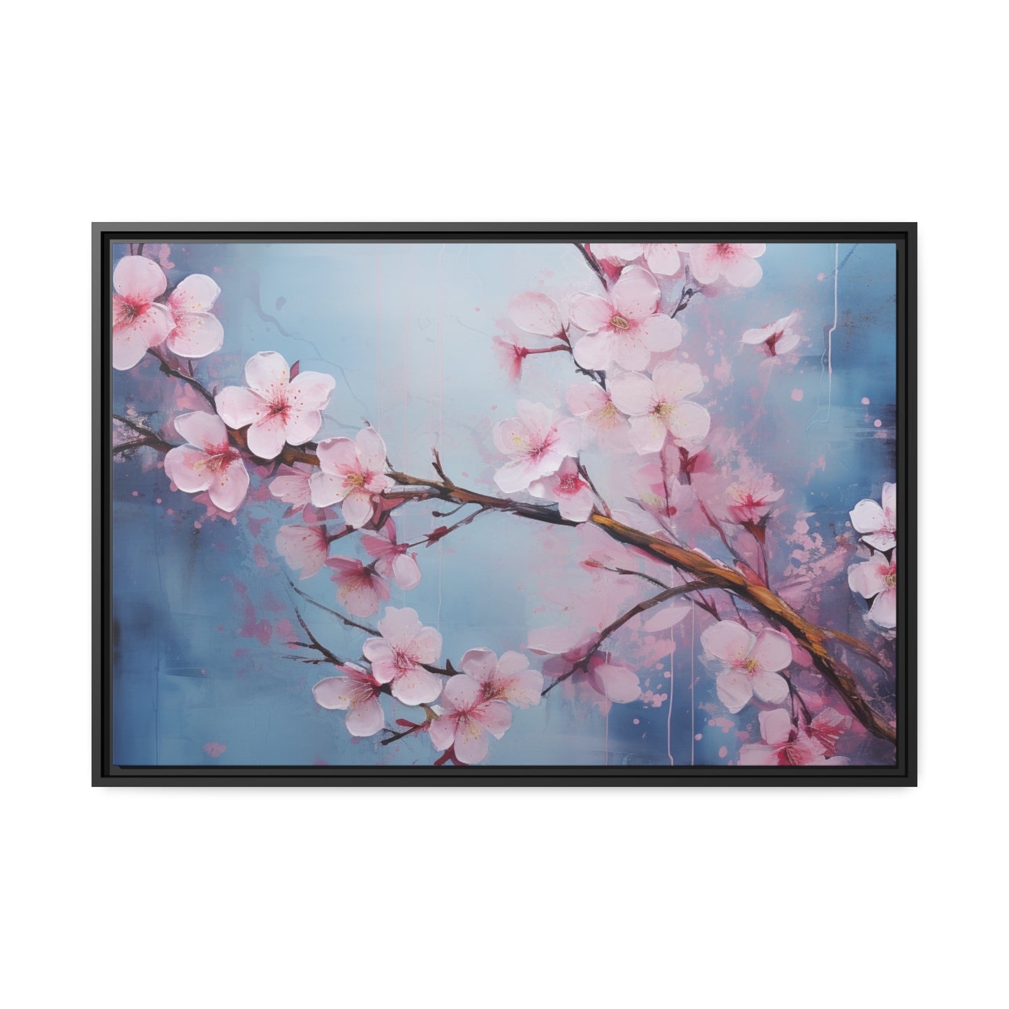 Framed Canvas Nature Inspired Artwork Stunning Gloomy Cherry Blossom Tree Oil Painting Style Framed Canvas Print