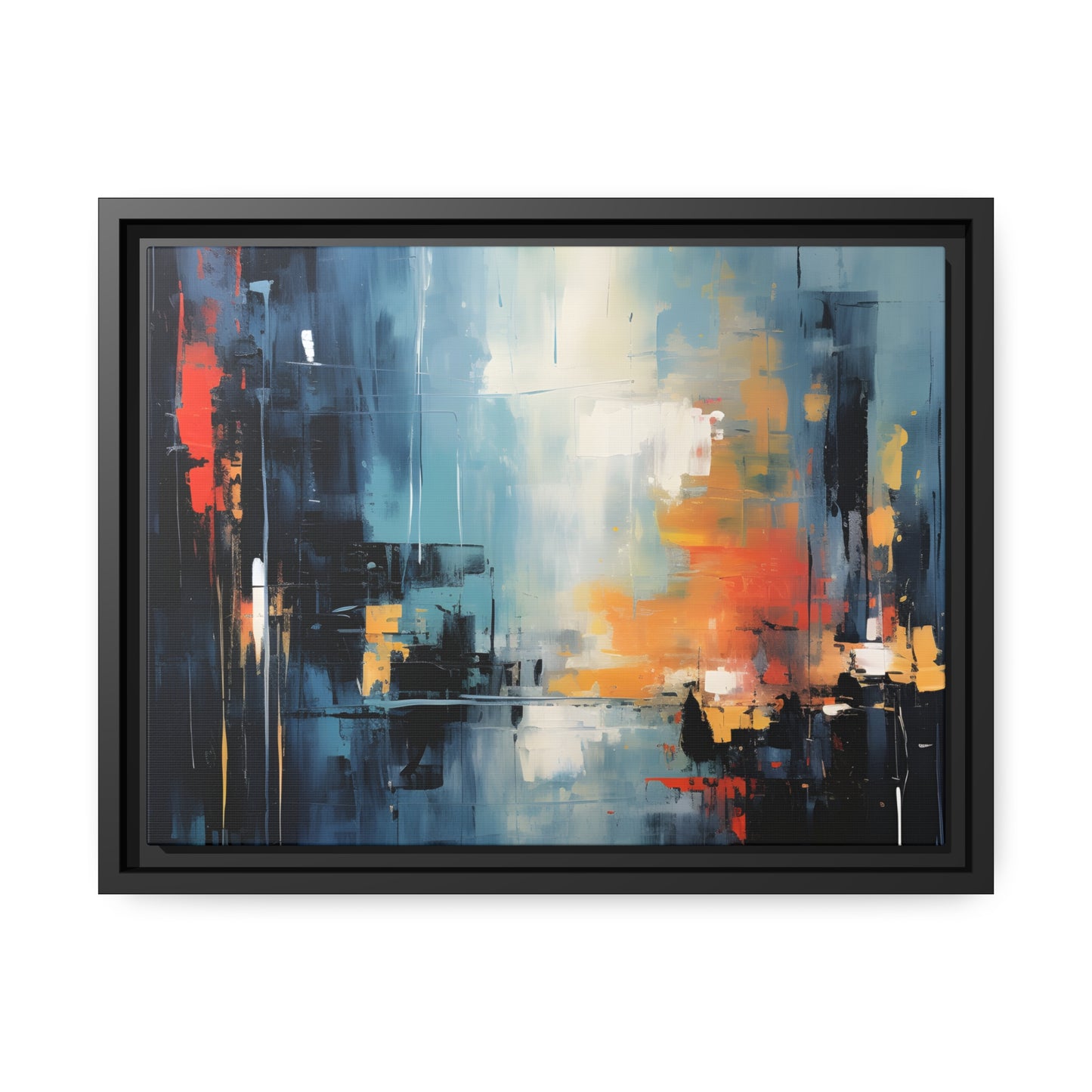 Framed Canvas Abstract Artwork Urban Setting Smooth Warm Color Combination Abstract City Art Framed Canvas