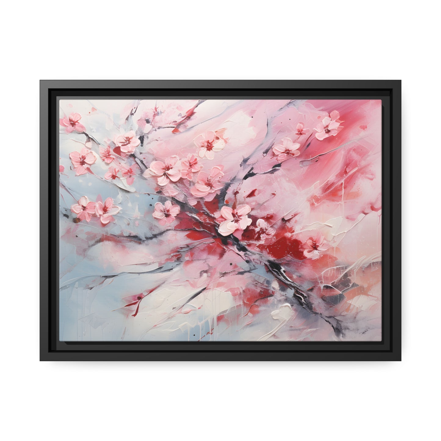 Framed Canvas Nature Inspired Artwork Stunning Gloomy Cherry Blossom Tree Oil Painting Style Framed Canvas Print