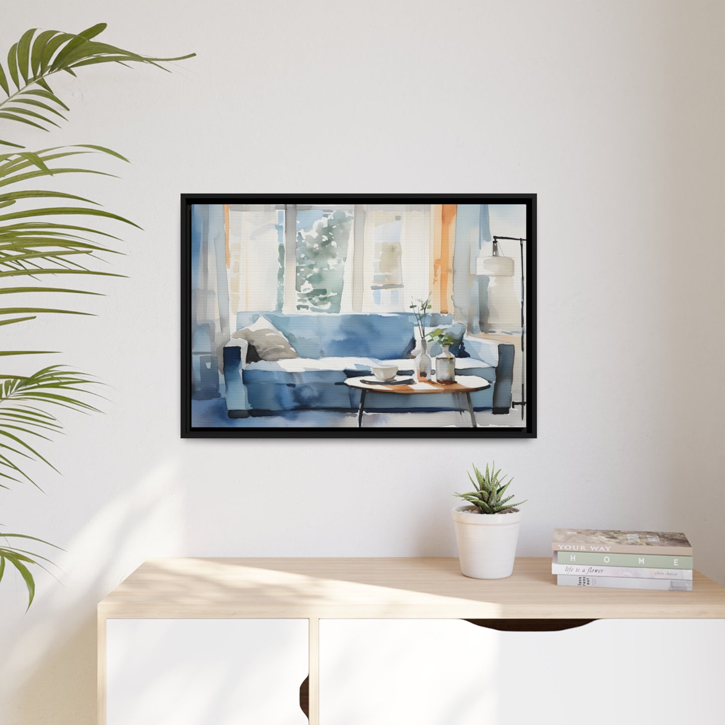 Framed Canvas Artwork Water Color Style Home Decor Lifestyle Floating Frame Canvas