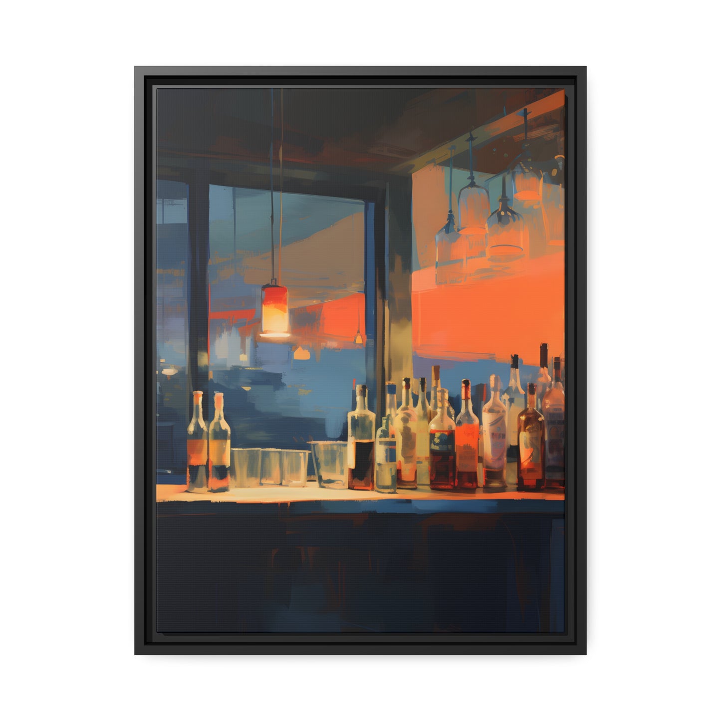 Framed Canvas Artwork Alcohol Bar Night Life Party Drinking Lifestyle Floating Frame Canvas