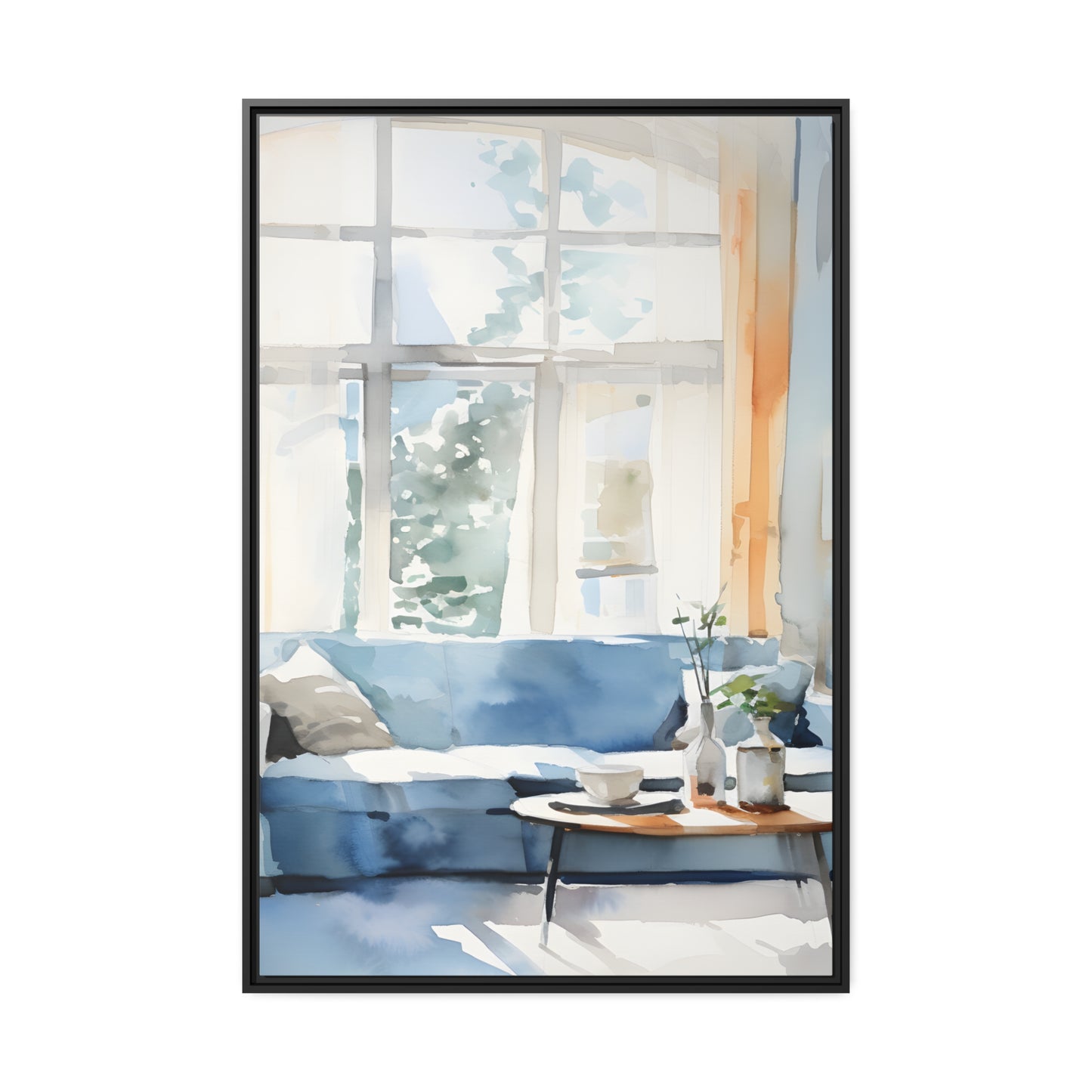 Framed Canvas Artwork Water Color Style Home Decor Lifestyle Floating Frame Canvas