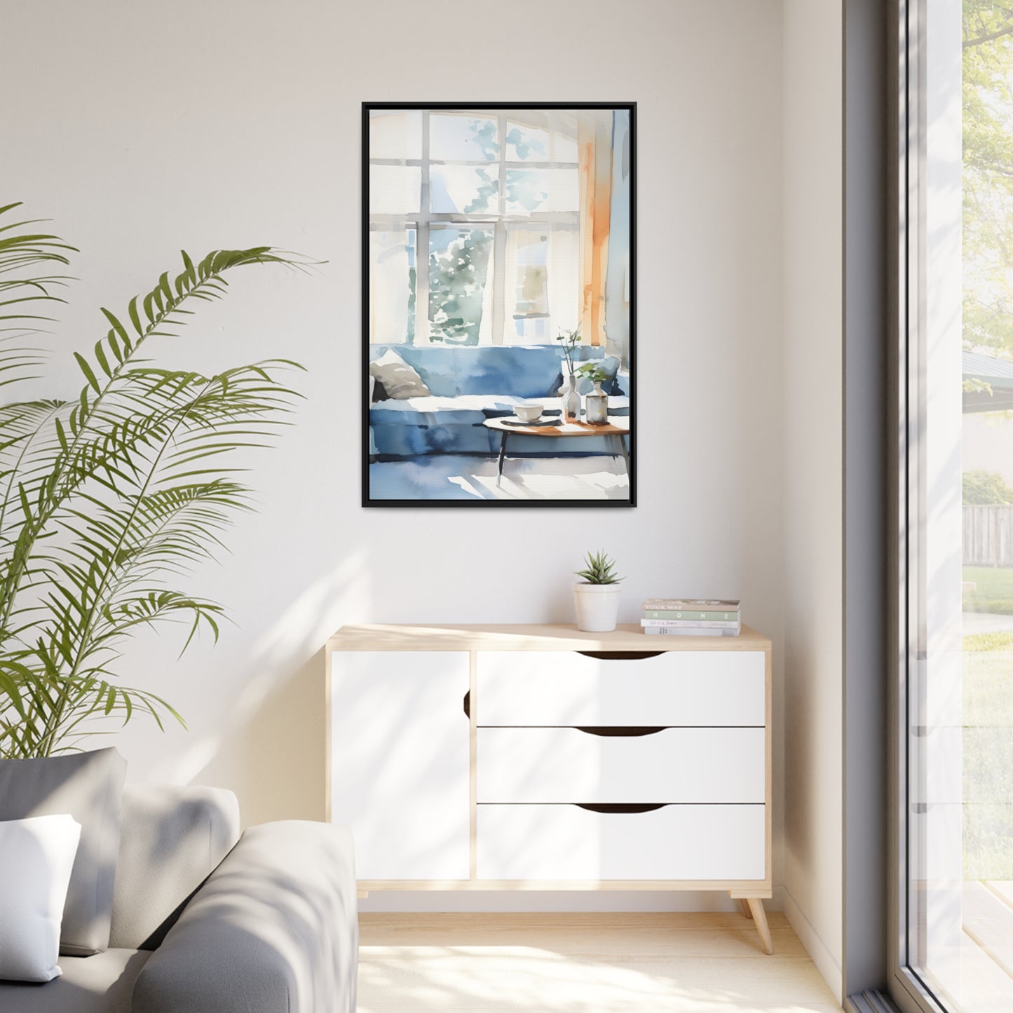 Framed Canvas Artwork Water Color Style Home Decor Lifestyle Floating Frame Canvas