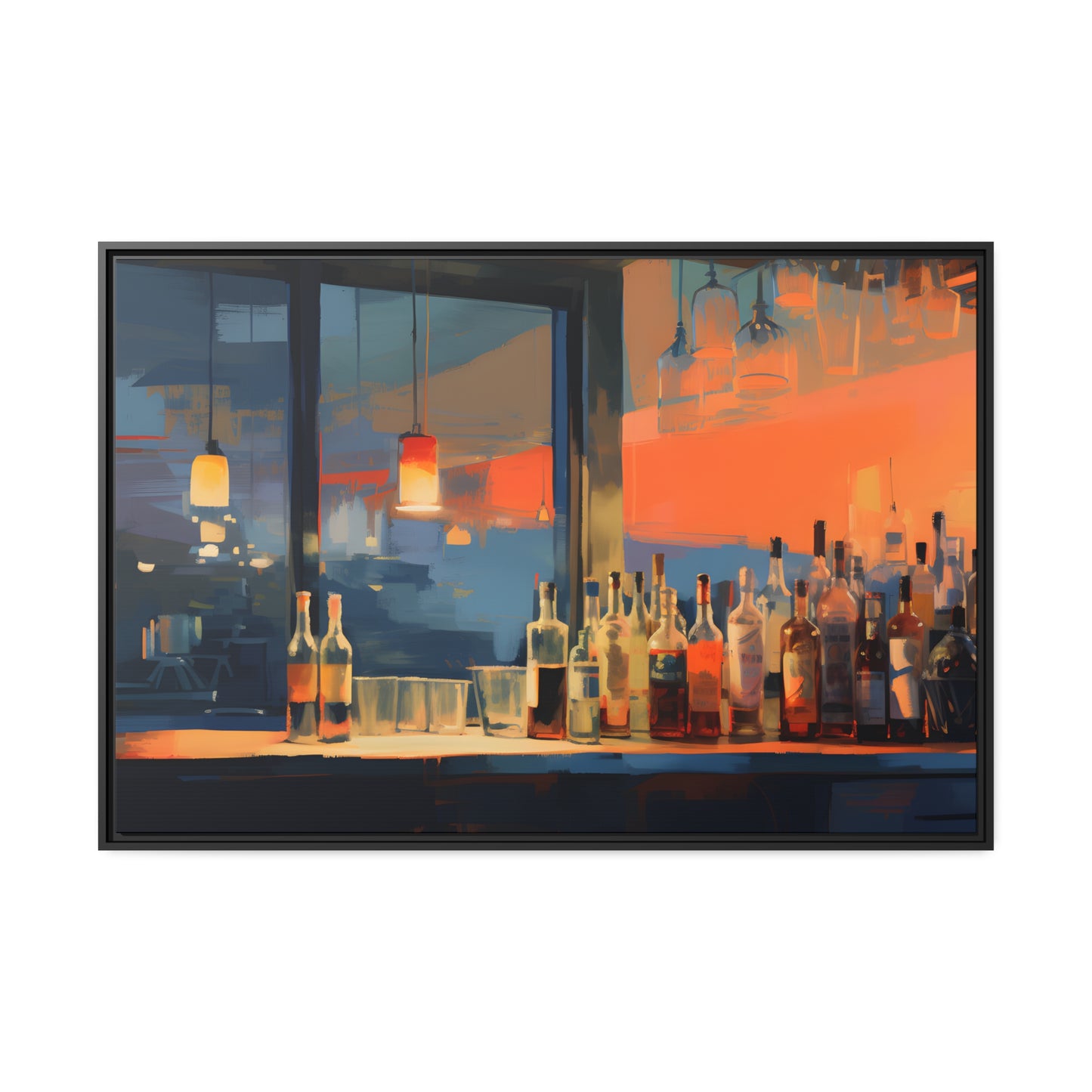 Framed Canvas Artwork Alcohol Bar Night Life Party Drinking Lifestyle Floating Frame Canvas
