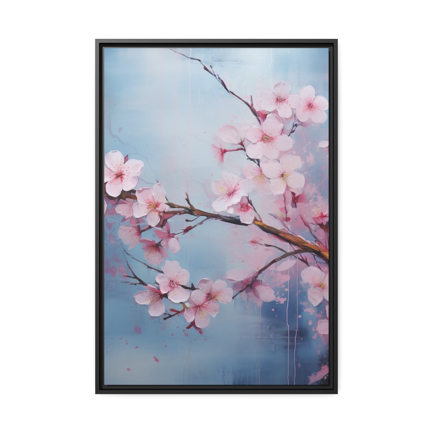 Framed Canvas Nature Inspired Artwork Stunning Gloomy Cherry Blossom Tree Oil Painting Style Framed Canvas Print