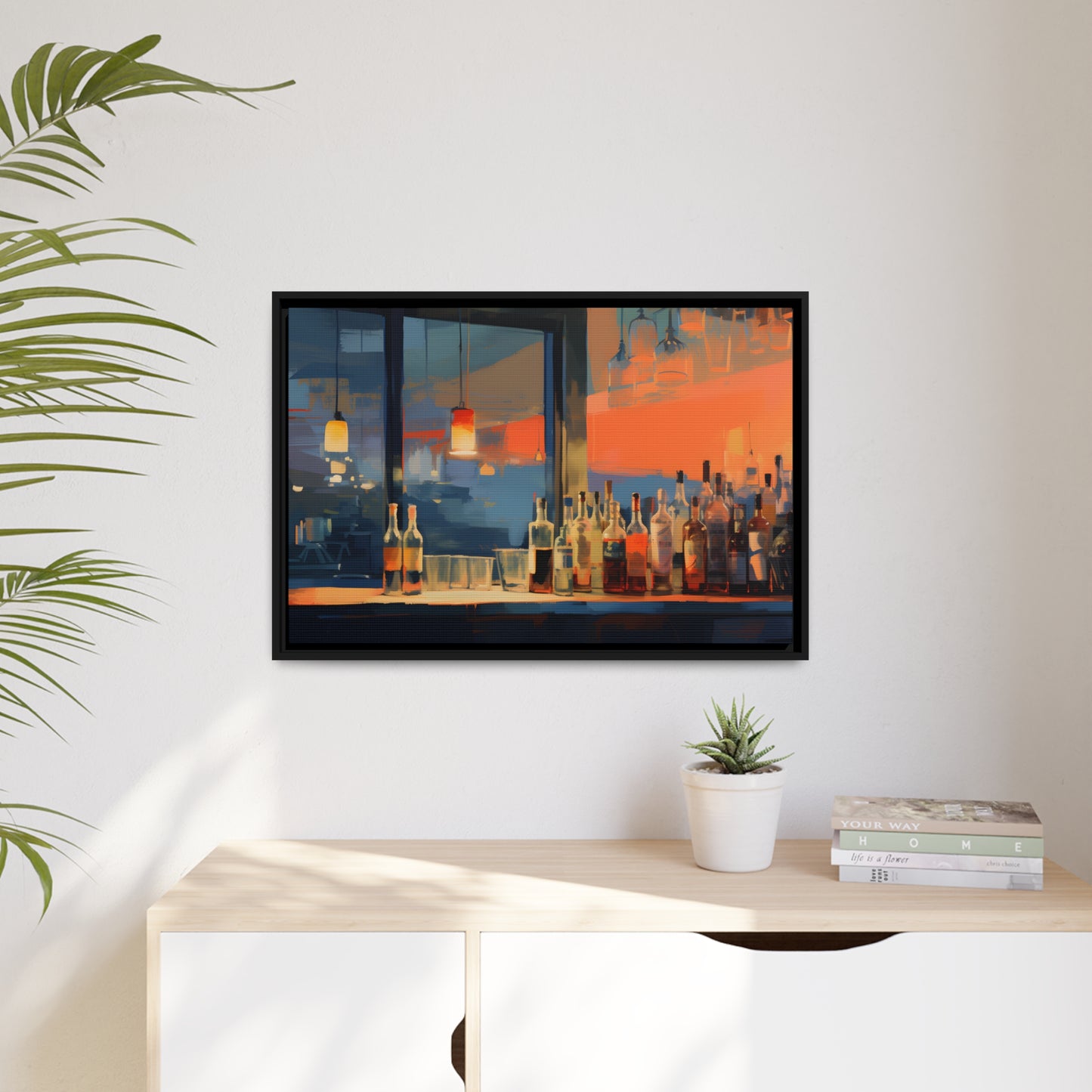 Framed Canvas Artwork Alcohol Bar Night Life Party Drinking Lifestyle Floating Frame Canvas