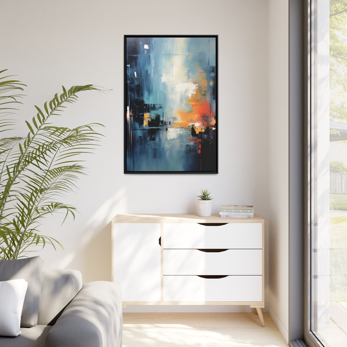 Framed Canvas Abstract Artwork Smooth Warm Color Combination Abstract Art Framed Canvas