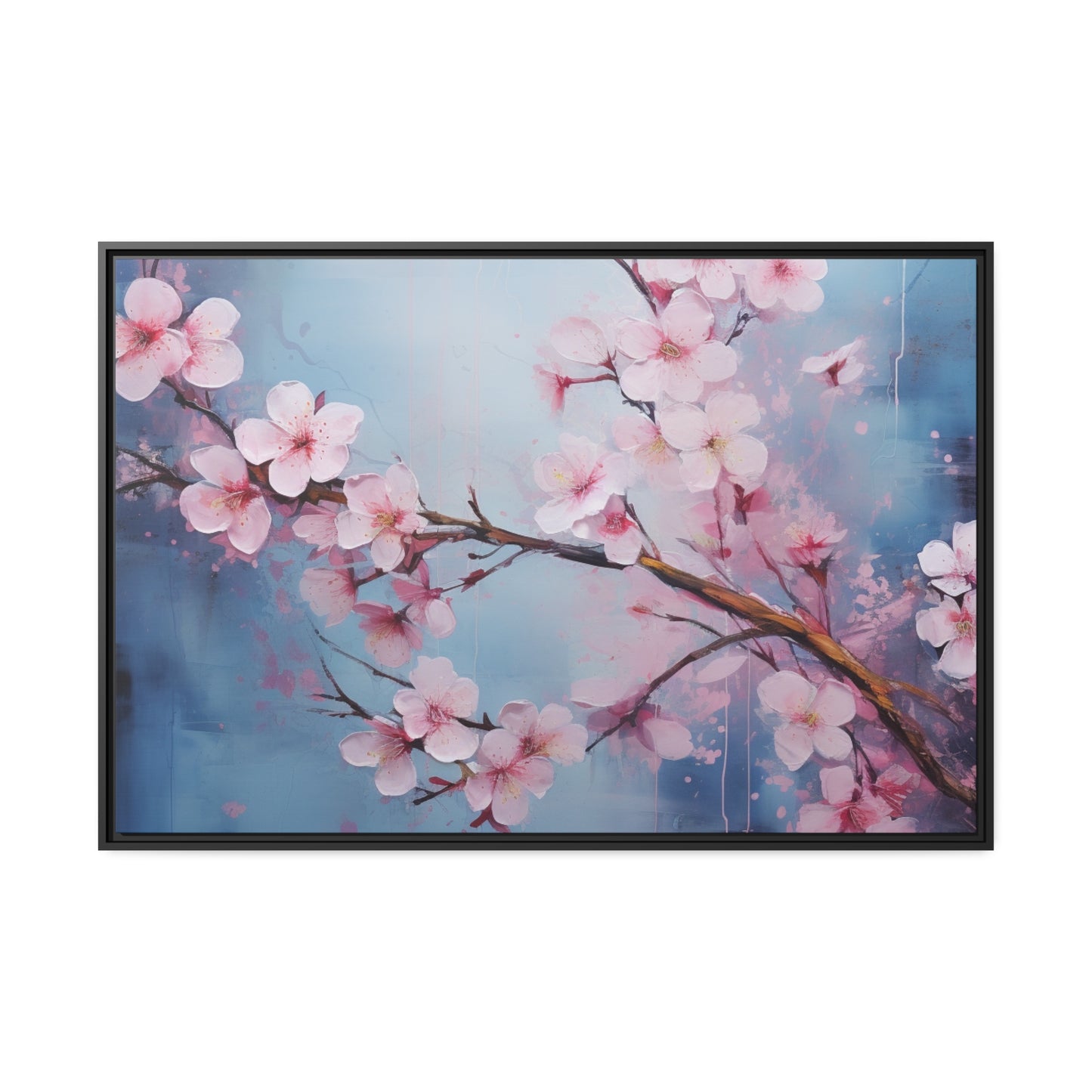 Framed Canvas Nature Inspired Artwork Stunning Gloomy Cherry Blossom Tree Oil Painting Style Framed Canvas Print