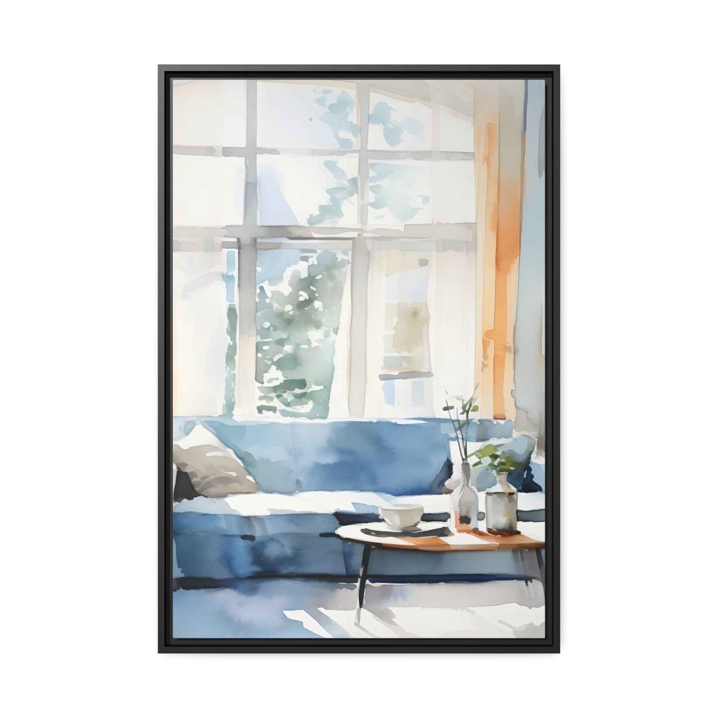 Framed Canvas Artwork Water Color Style Home Decor Lifestyle Floating Frame Canvas