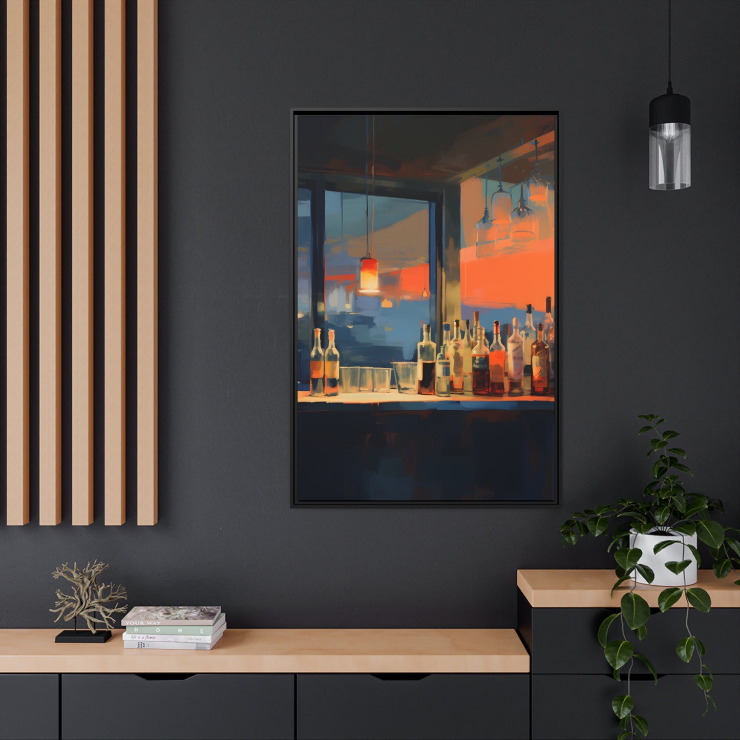 Framed Canvas Artwork Alcohol Bar Night Life Party Drinking Lifestyle Floating Frame Canvas