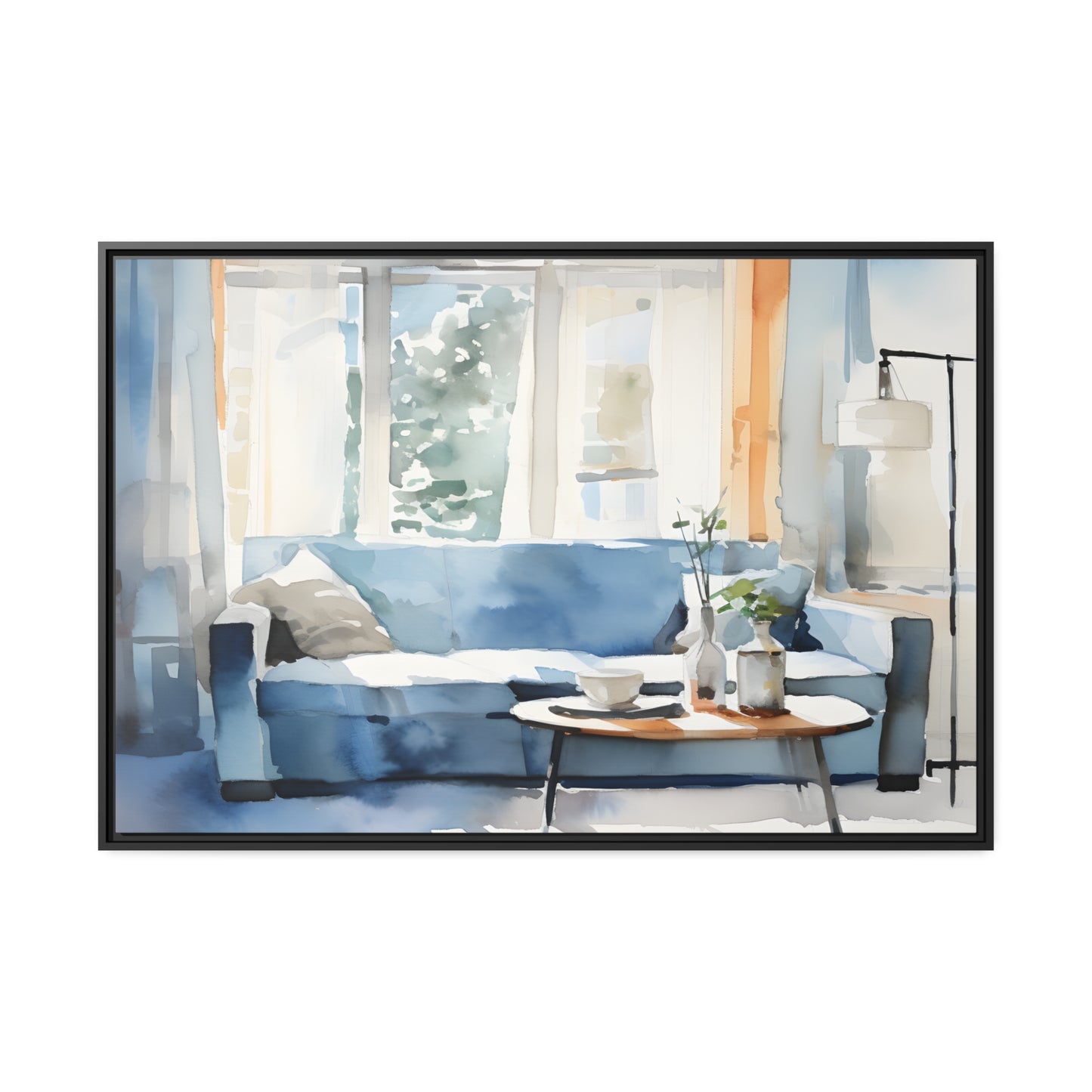 Framed Canvas Artwork Water Color Style Home Decor Lifestyle Floating Frame Canvas