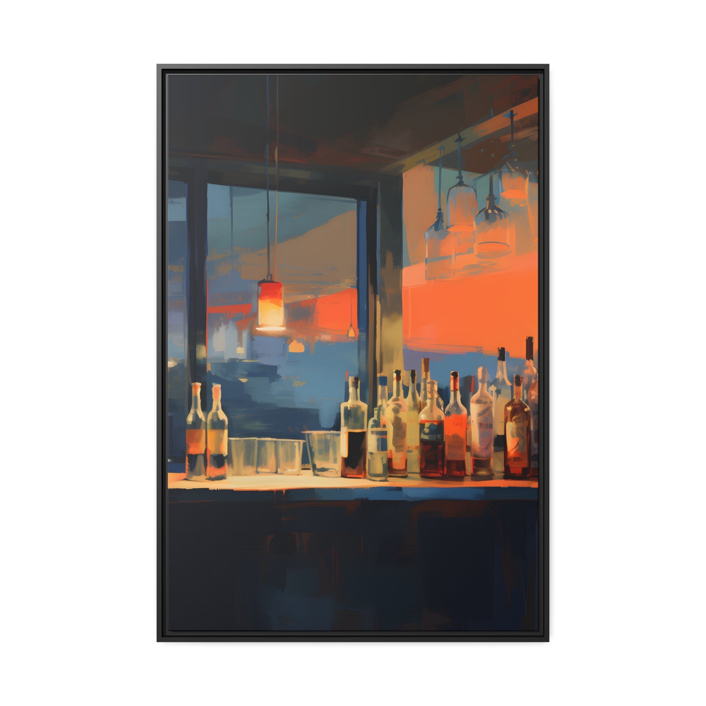 Framed Canvas Artwork Alcohol Bar Night Life Party Drinking Lifestyle Floating Frame Canvas