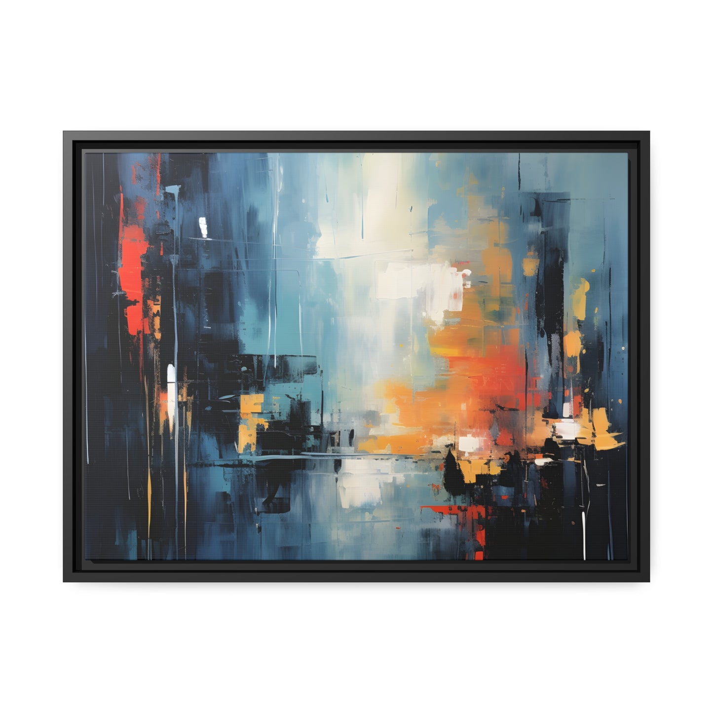 Framed Canvas Abstract Artwork Urban Setting Smooth Warm Color Combination Abstract City Art Framed Canvas