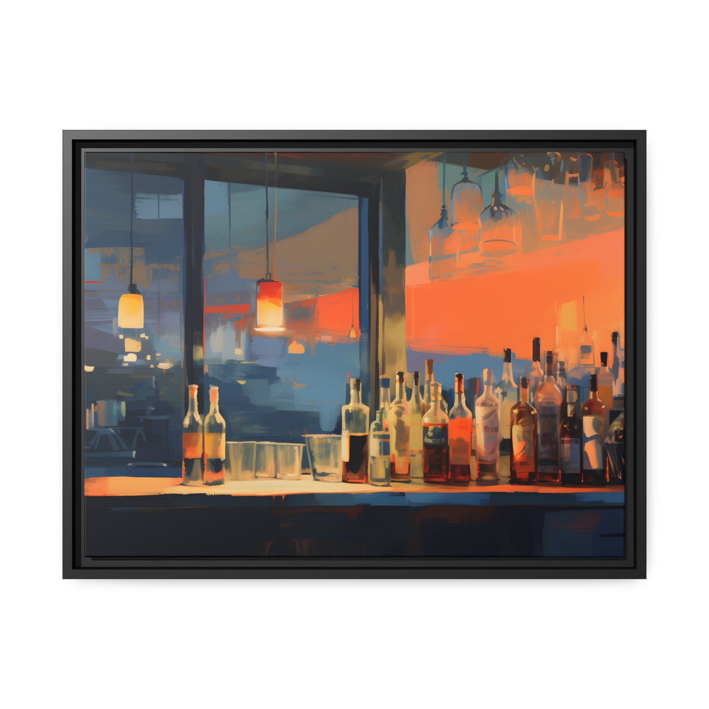 Framed Canvas Artwork Alcohol Bar Night Life Party Drinking Lifestyle Floating Frame Canvas