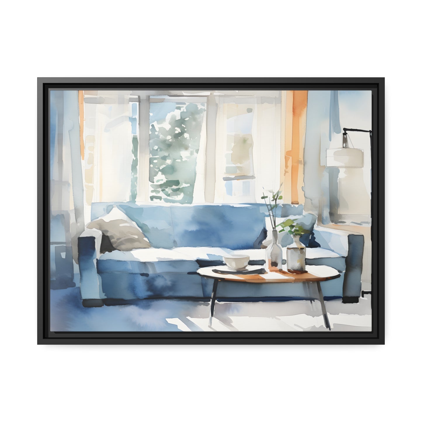 Framed Canvas Artwork Water Color Style Home Decor Lifestyle Floating Frame Canvas