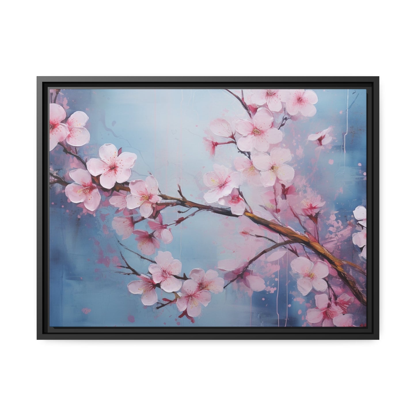 Framed Canvas Nature Inspired Artwork Stunning Gloomy Cherry Blossom Tree Oil Painting Style Framed Canvas Print