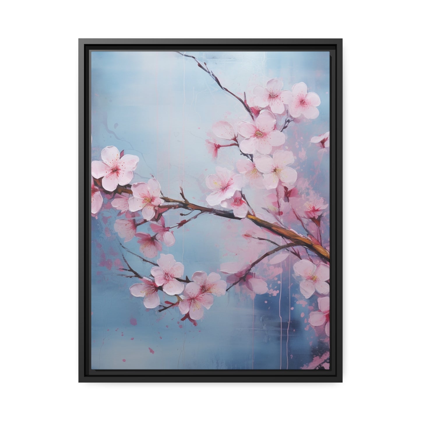Framed Canvas Nature Inspired Artwork Stunning Gloomy Cherry Blossom Tree Oil Painting Style Framed Canvas Print