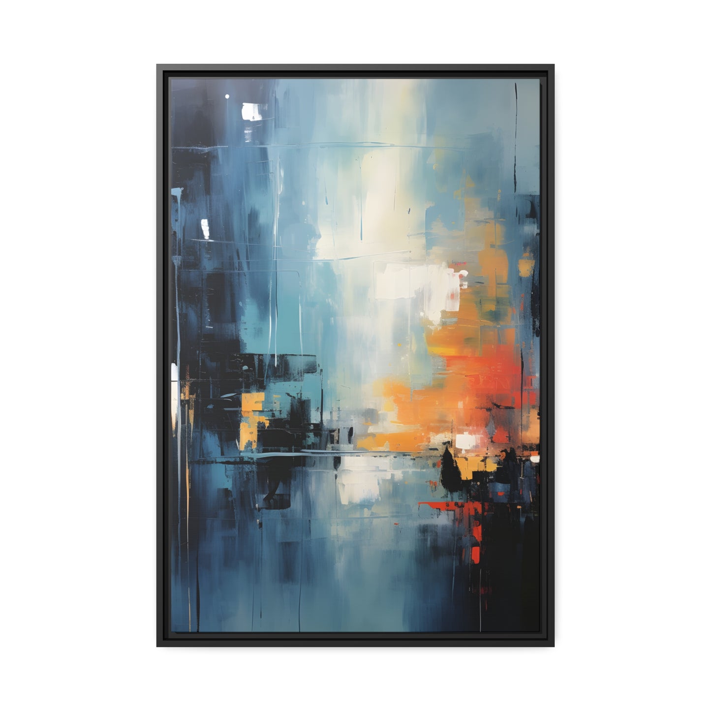 Framed Canvas Abstract Artwork Urban Setting Smooth Warm Color Combination Abstract City Art Framed Canvas