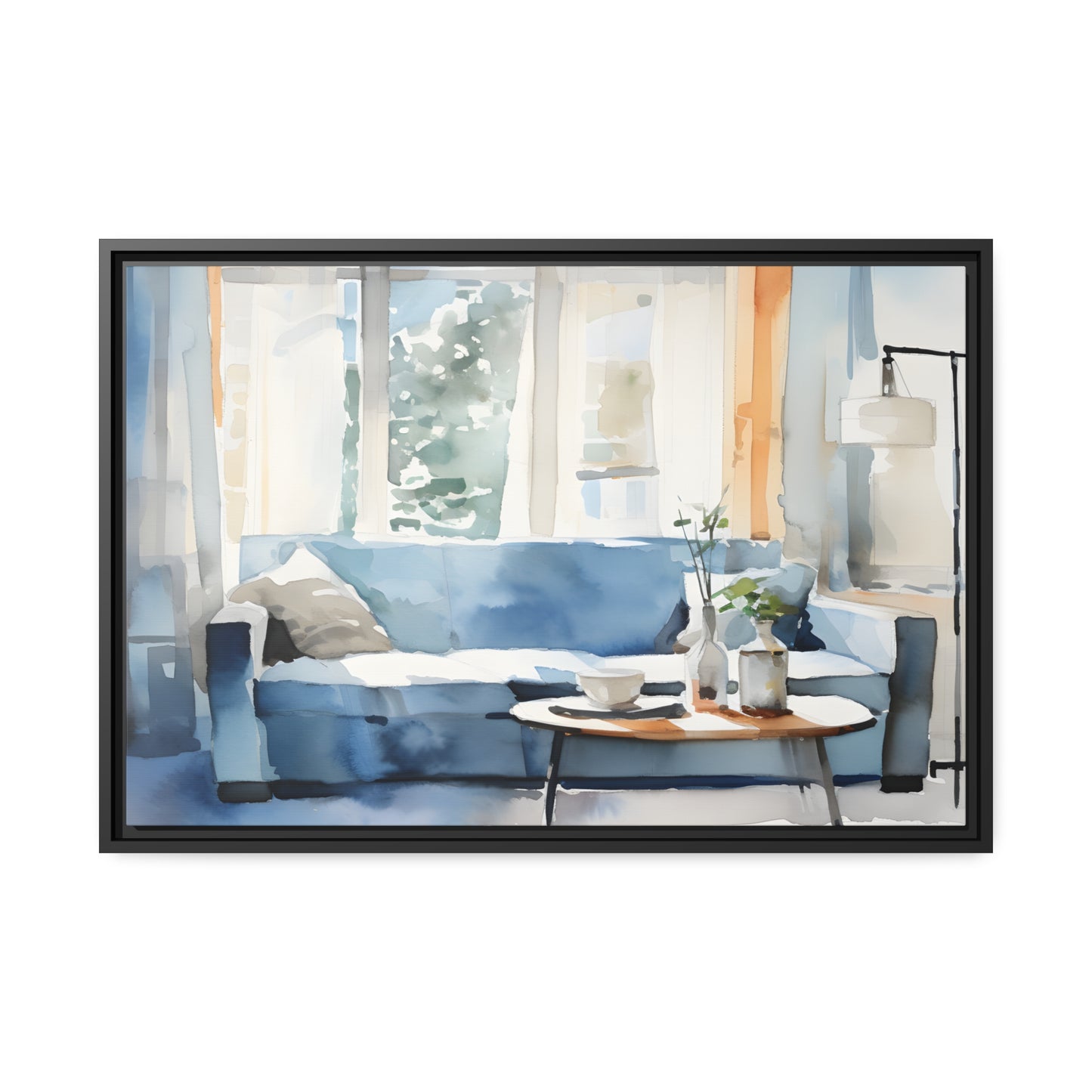 Framed Canvas Artwork Water Color Style Home Decor Lifestyle Floating Frame Canvas