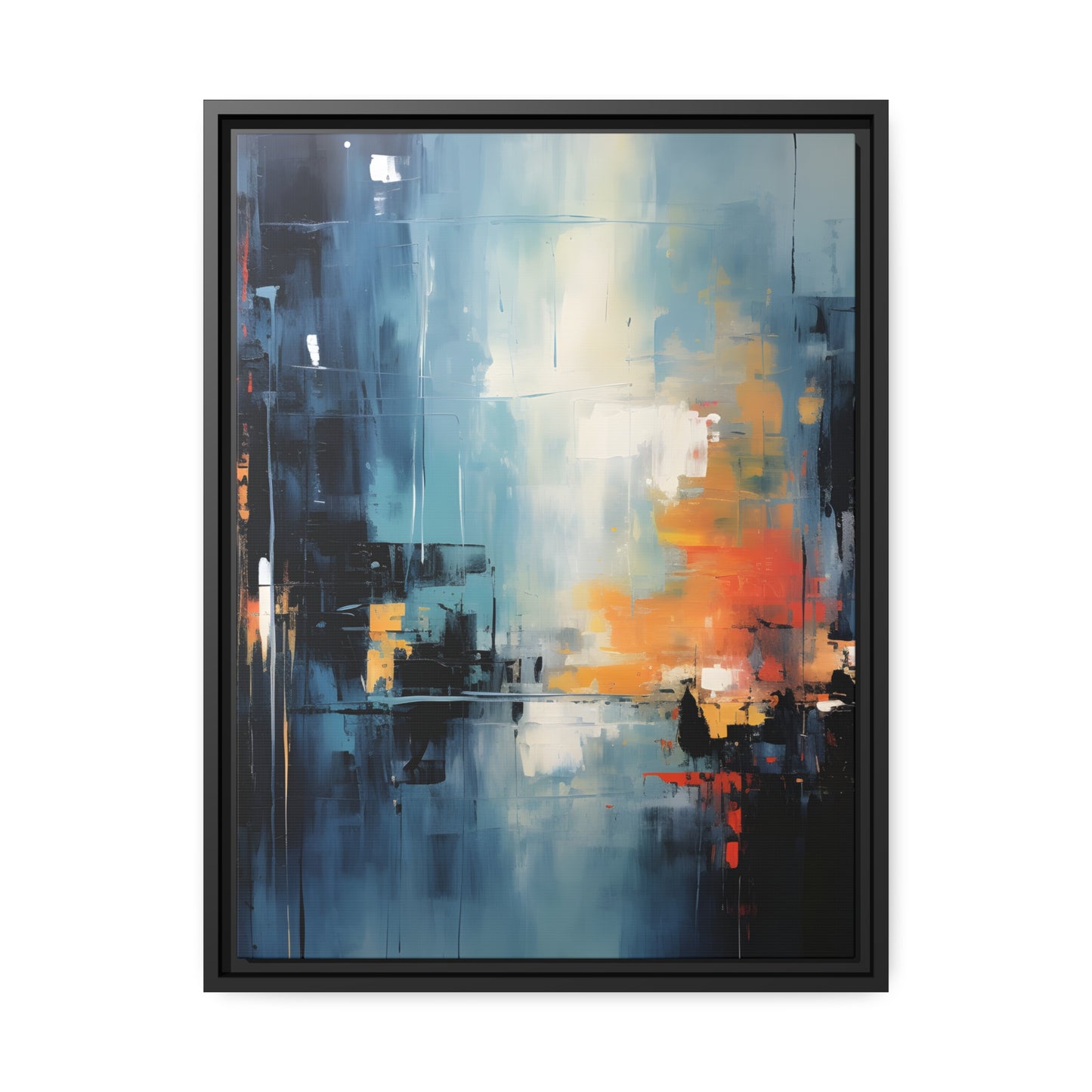 Framed Canvas Abstract Artwork Urban Setting Smooth Warm Color Combination Abstract City Art Framed Canvas