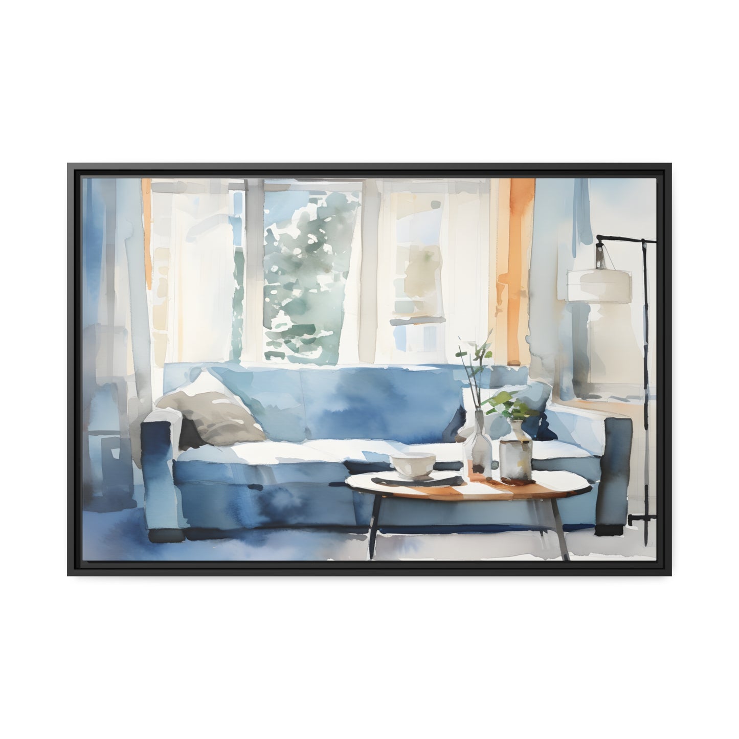 Framed Canvas Artwork Water Color Style Home Decor Lifestyle Floating Frame Canvas