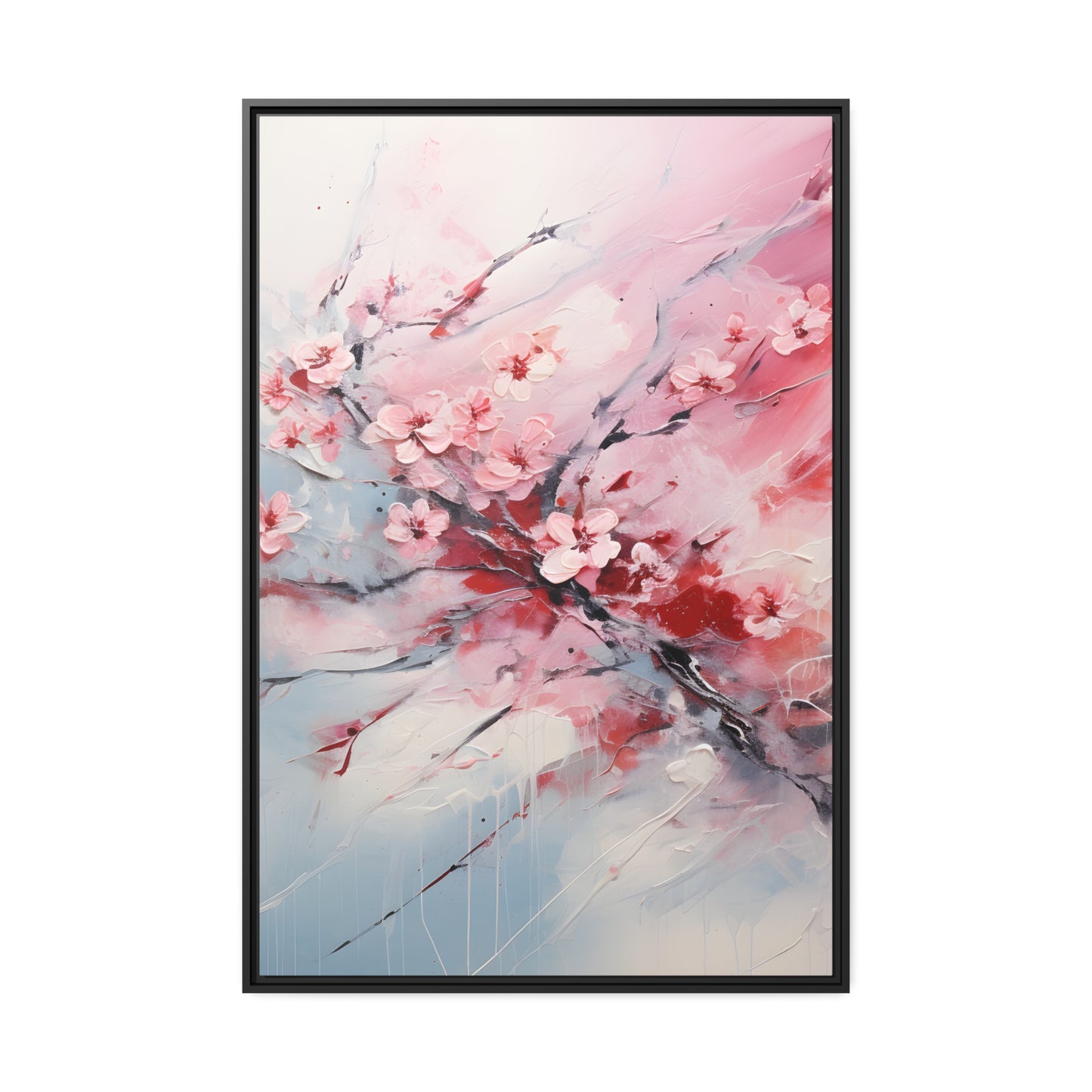 Framed Canvas Nature Inspired Artwork Stunning Gloomy Cherry Blossom Tree Oil Painting Style Framed Canvas Print