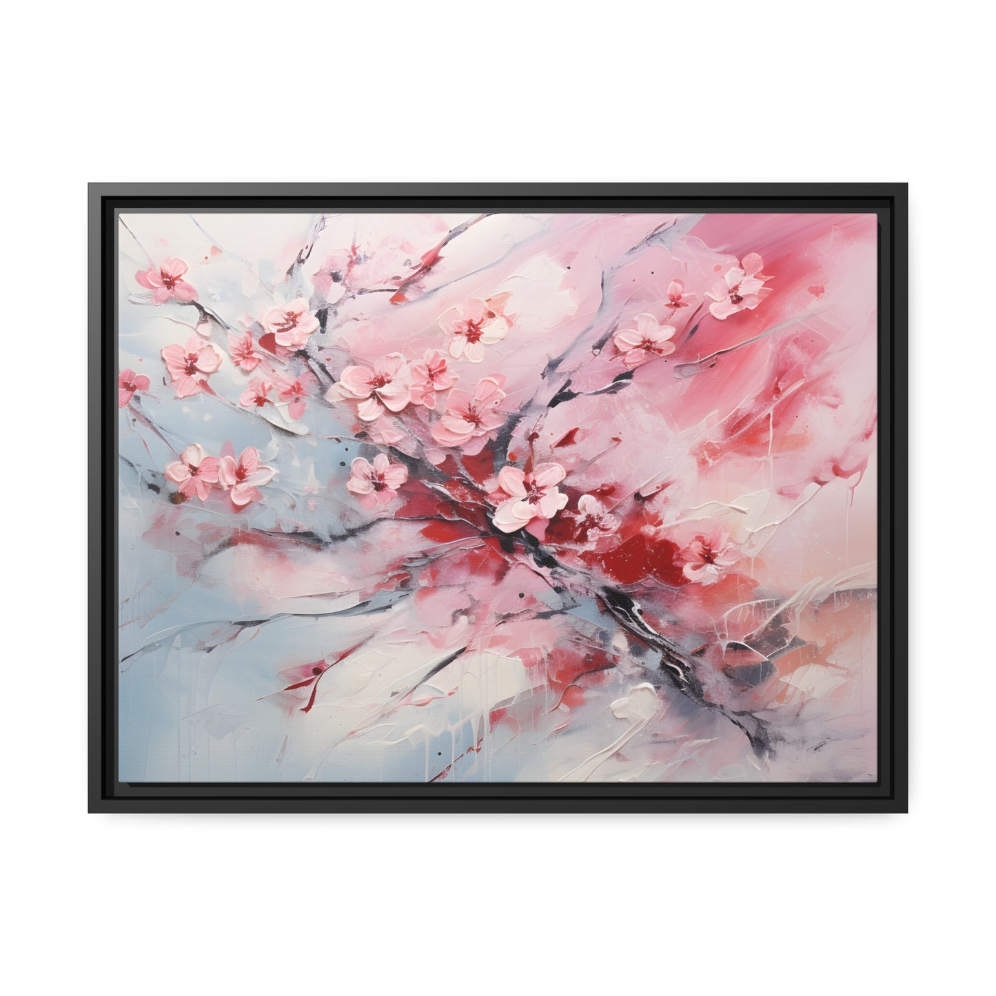 Framed Canvas Nature Inspired Artwork Stunning Gloomy Cherry Blossom Tree Oil Painting Style Framed Canvas Print