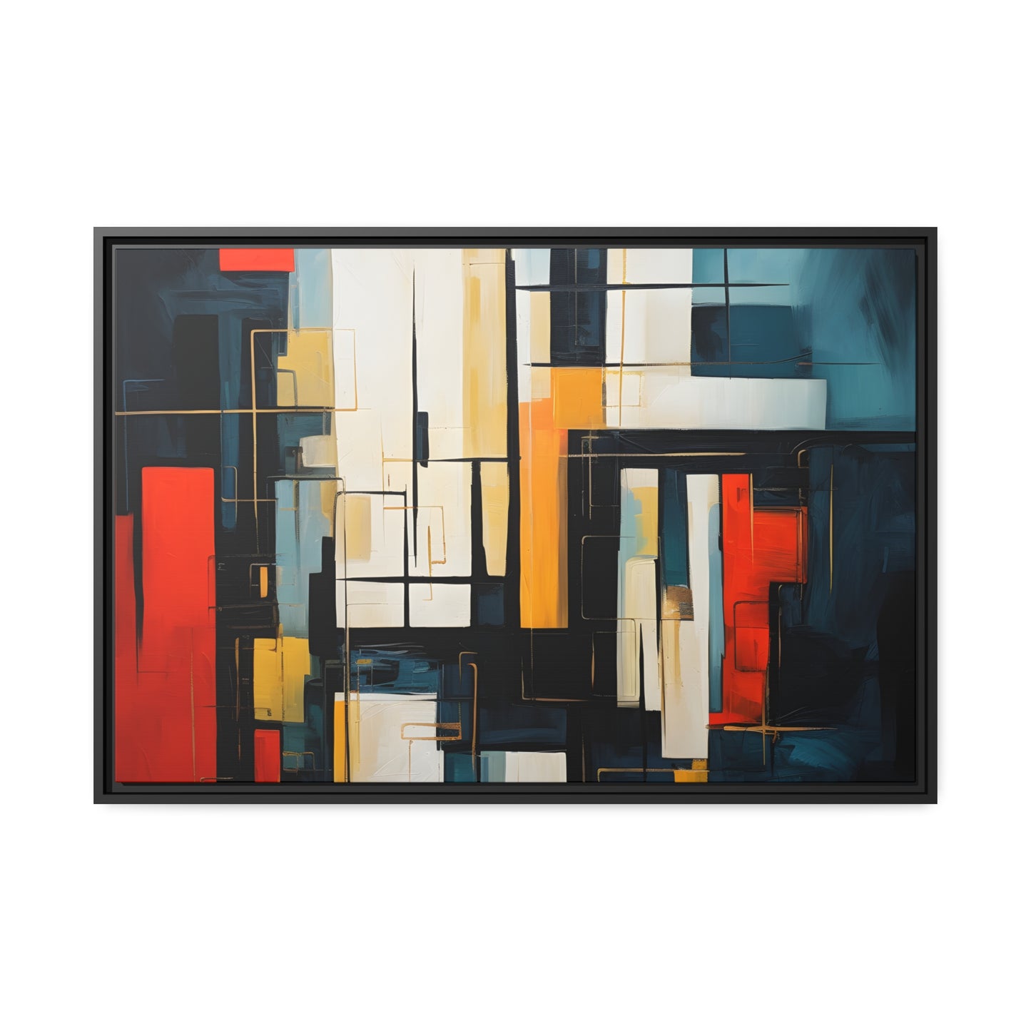 Framed Canvas Abstract Minimalistic Modern Style Floating Canvas Maze Style Framed Artwork