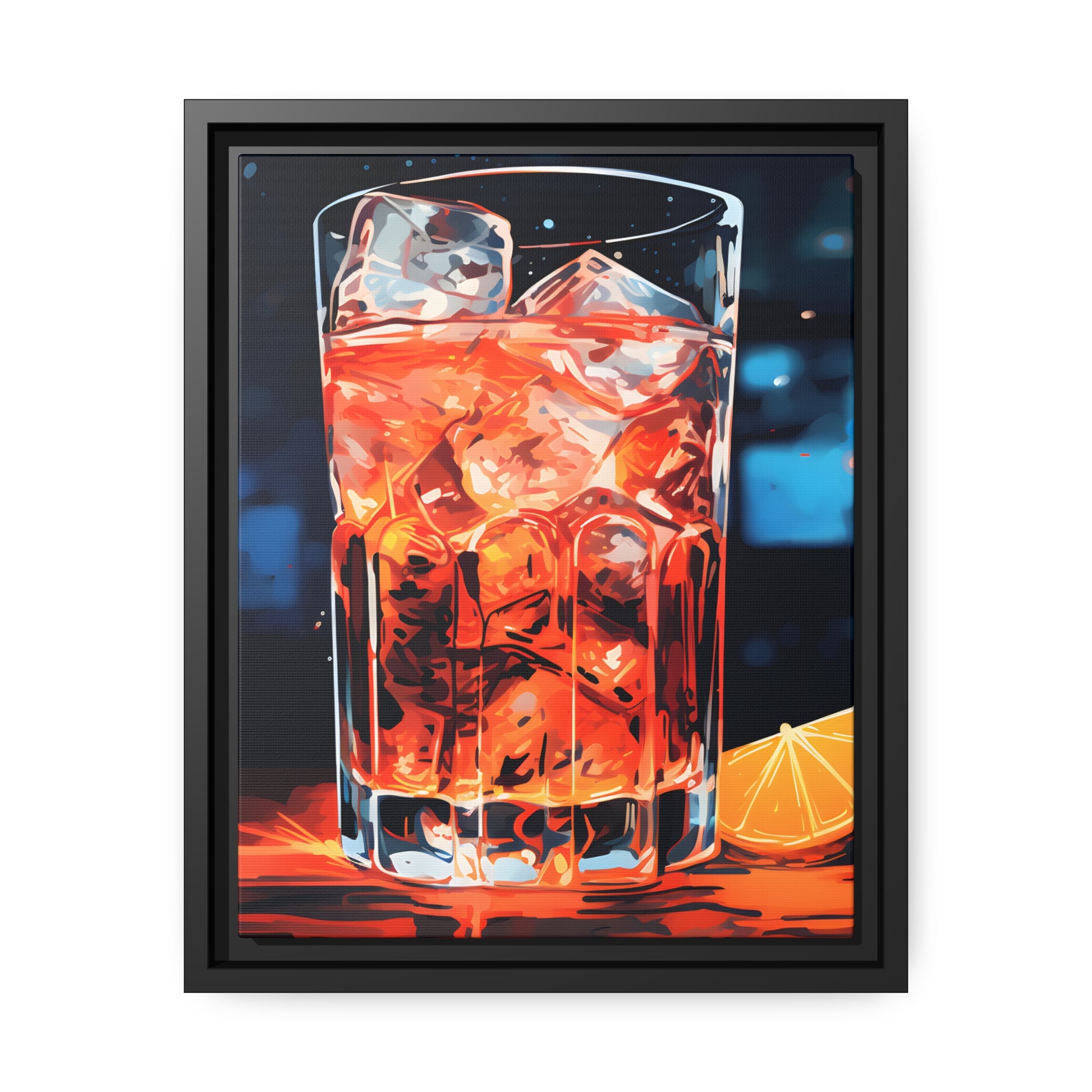 Framed Canvas artwork Bar/Night Life Art Framed Canvas Painting Alcohol Art Iced Drink Close Up