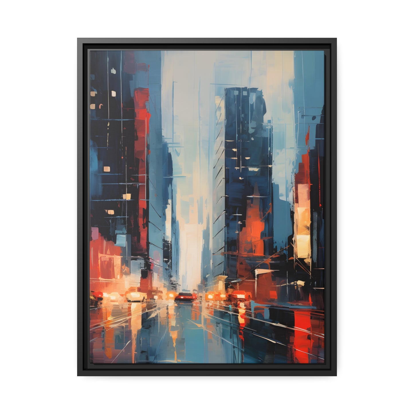 Framed Canvas Abstract Urban Mystique Conversation Starter Floating Canvas Framed Art Busy City Streets 