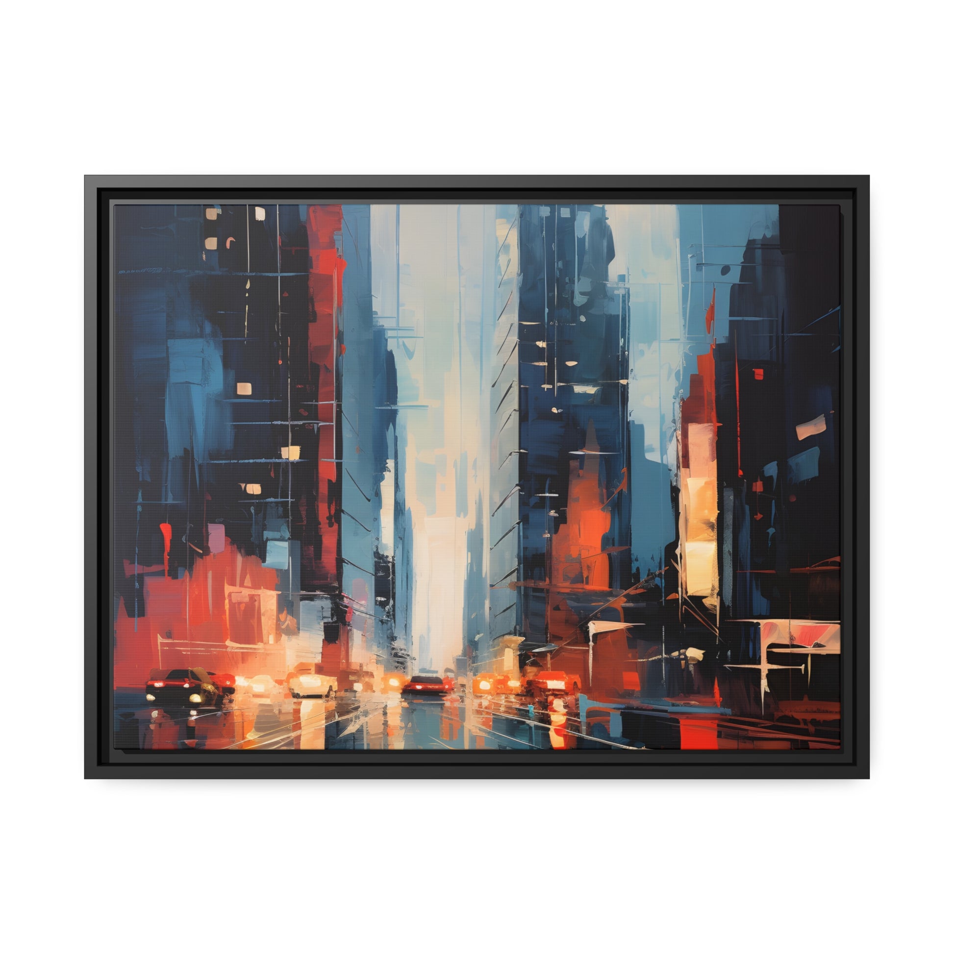 Framed Canvas Abstract Urban Mystique Conversation Starter Floating Canvas Framed Art Busy City Streets 