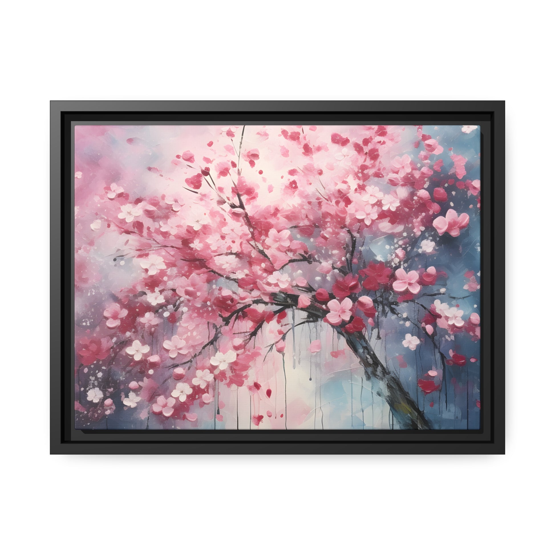 Framed Canvas Cherry Blossom Tree Floating Canvas Style 