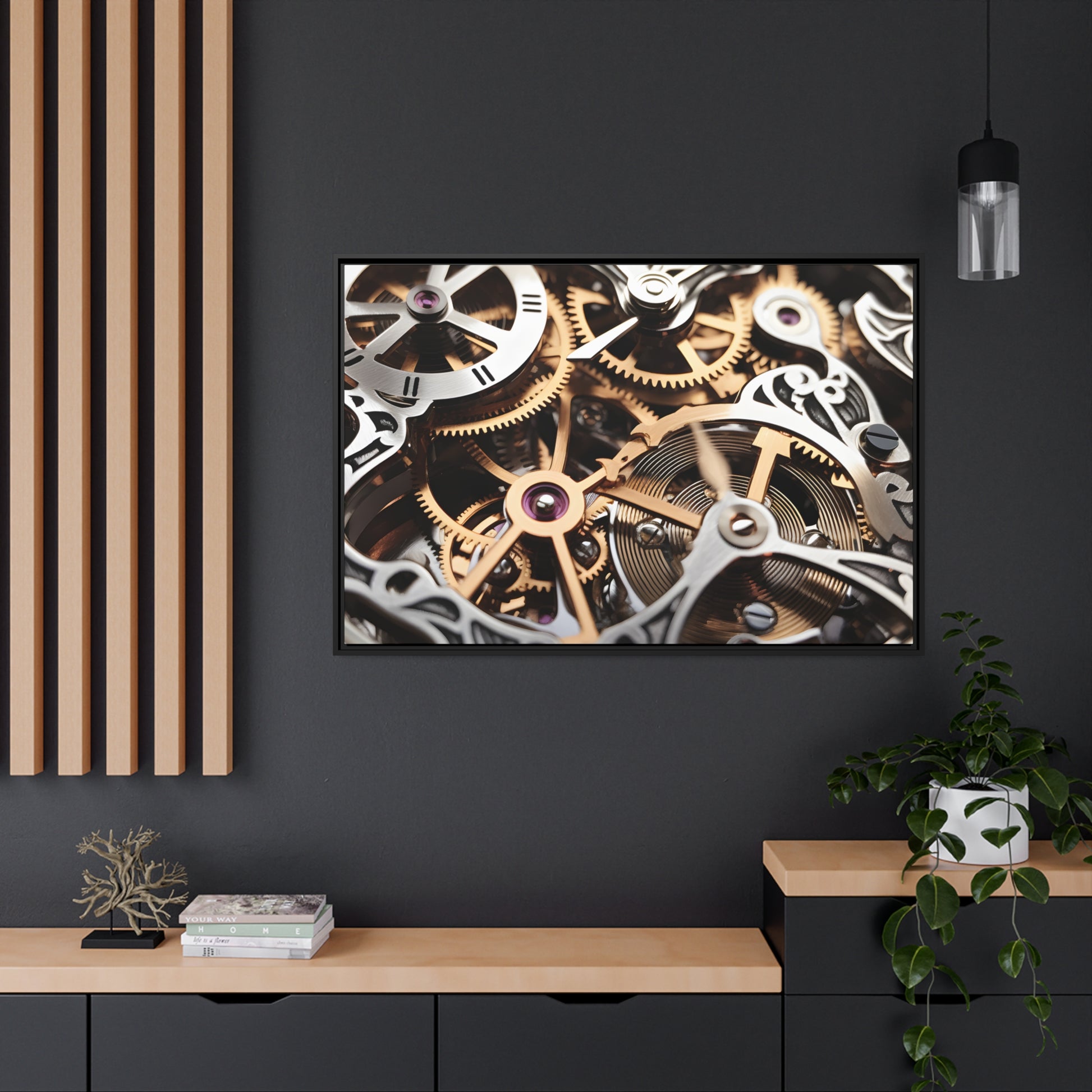 Beautiful Skeletonized Mechanical Watch Framed Canvas Art 36" x 24" (Horizontal Orientation)