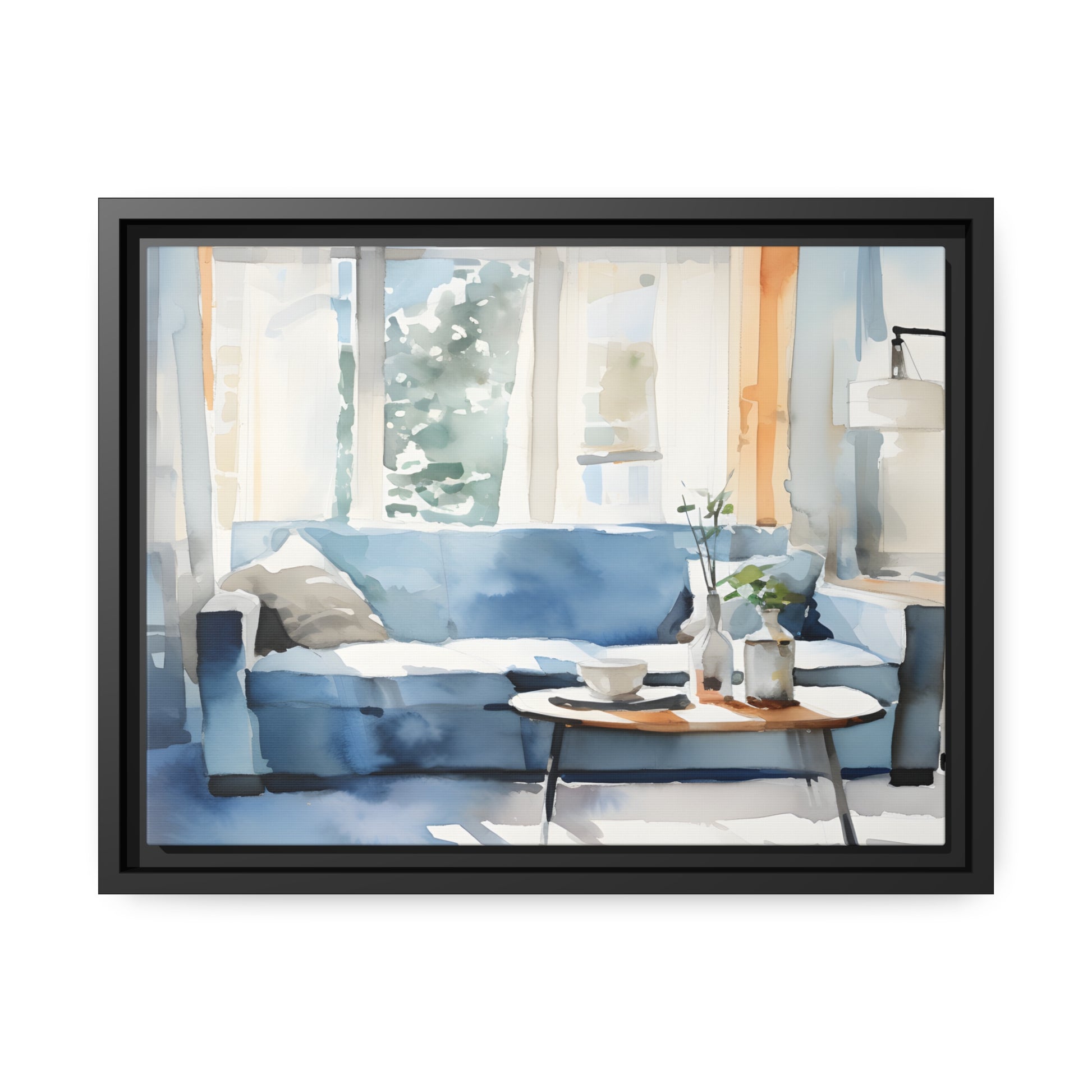 Framed Canvas Artwork Water Color Style Home Decor Lifestyle Floating Frame Canvas 