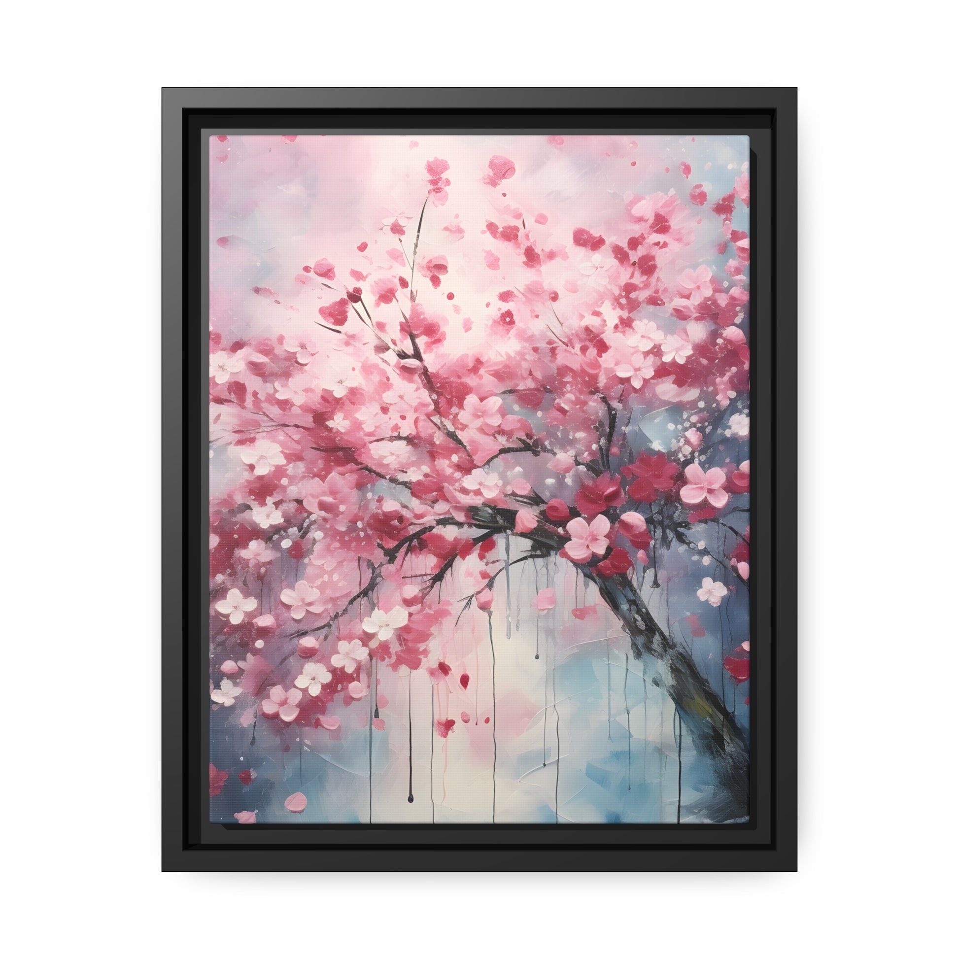 Framed Canvas Cherry Blossom Tree Floating Canvas Style 