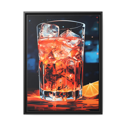 Framed Canvas artwork Bar/Night Life Art Framed Canvas Painting Alcohol Art Iced Drink Close Up