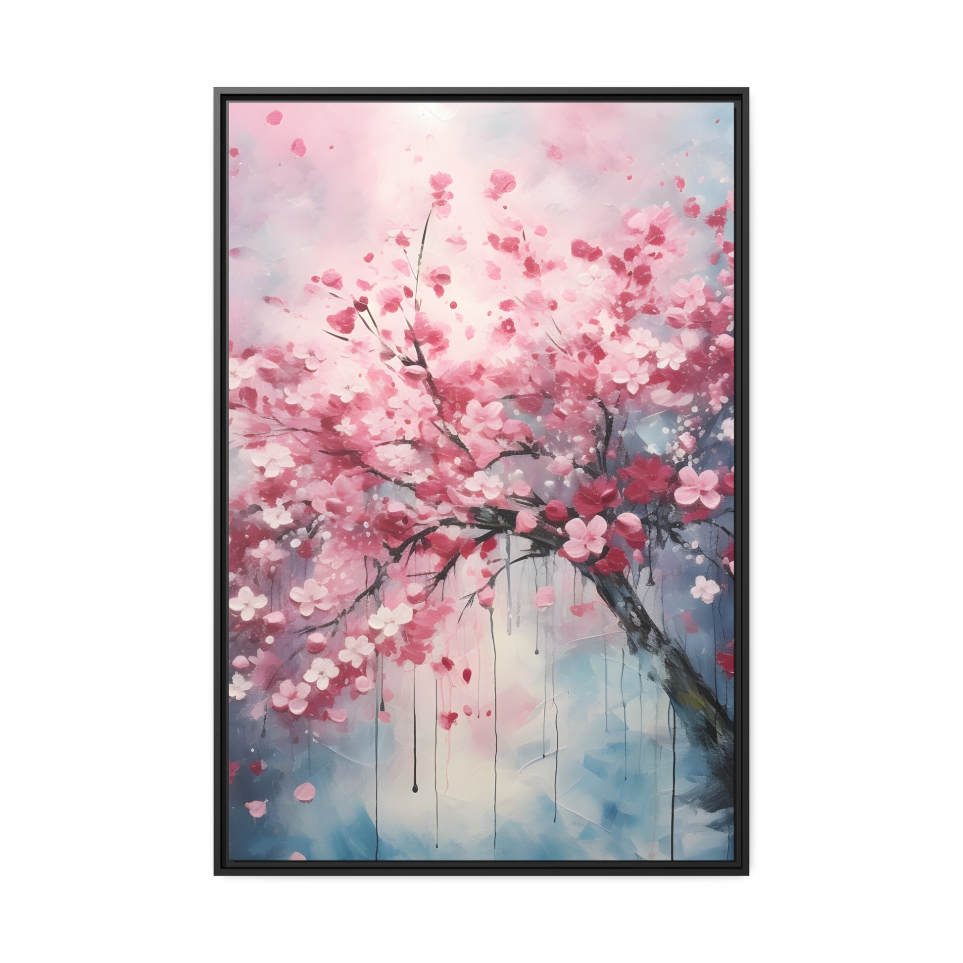 Framed Canvas Cherry Blossom Tree Floating Canvas Style 