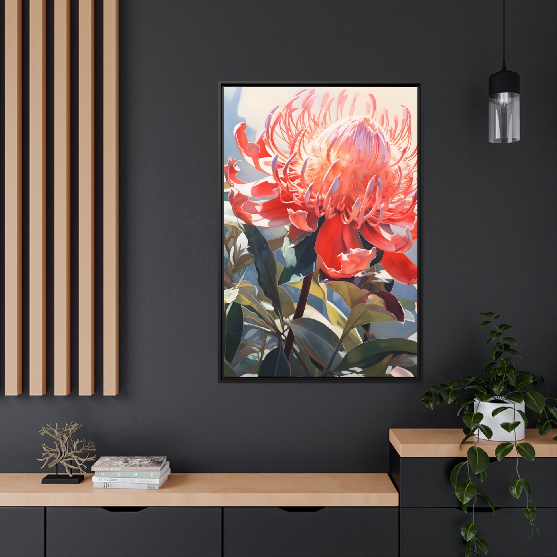 Framed Canvas Nature Inspired Artwork Stunning sunny wattle tree Oil Painting Style Framed Canvas  Print