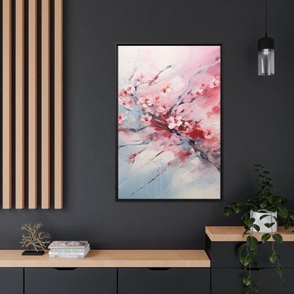 Framed Canvas Nature Inspired Artwork Stunning Gloomy Cherry Blossom Tree Oil Painting Style Framed Canvas Print