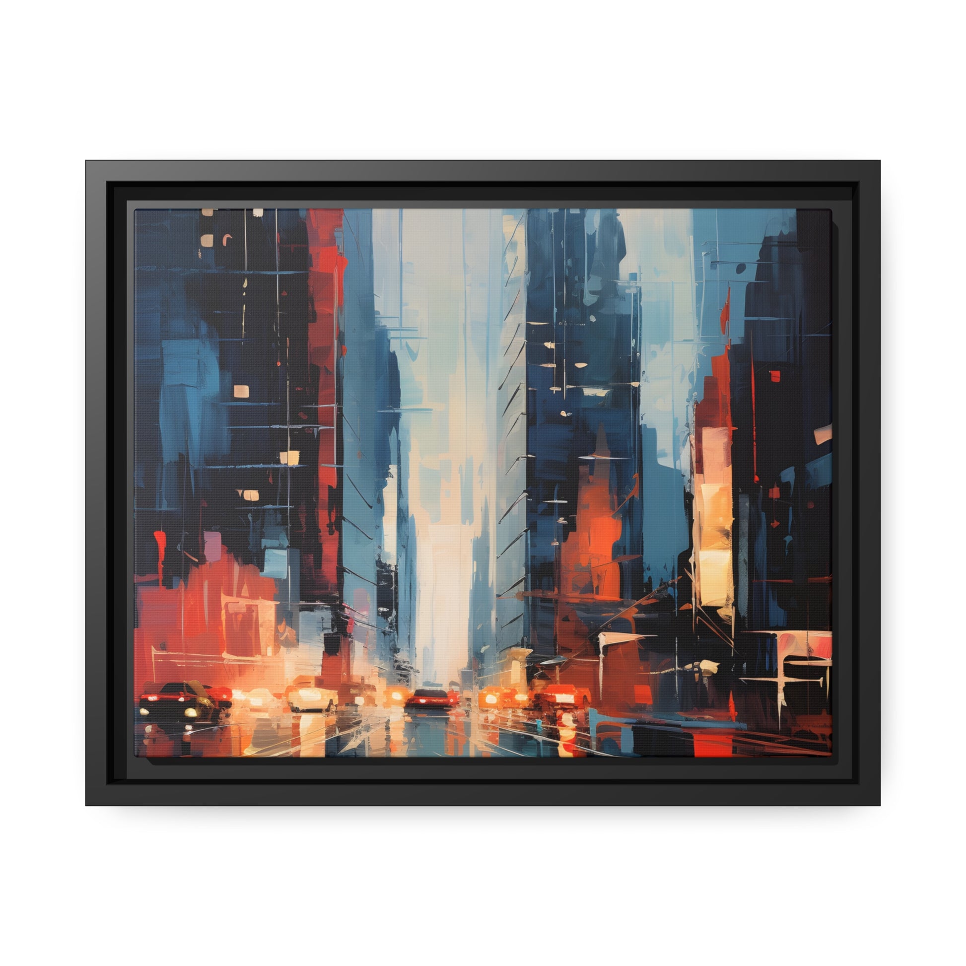 Framed Canvas Abstract Urban Mystique Conversation Starter Floating Canvas Framed Art Busy City Streets 