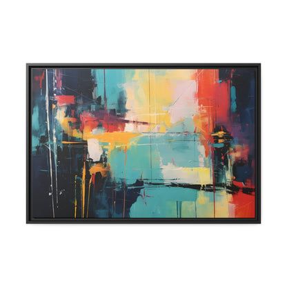Framed Canvas Abstract Artwork Oil Painting Style Abstract Art Vibrant Colors And Random Shapes Leaving It Open For Interpretation Framed Canvas Nature